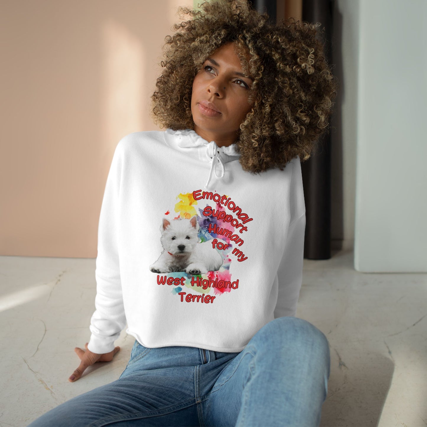 Emotional Support Human for my Westie Crop Hoodie for West Highland Terrier Lovers