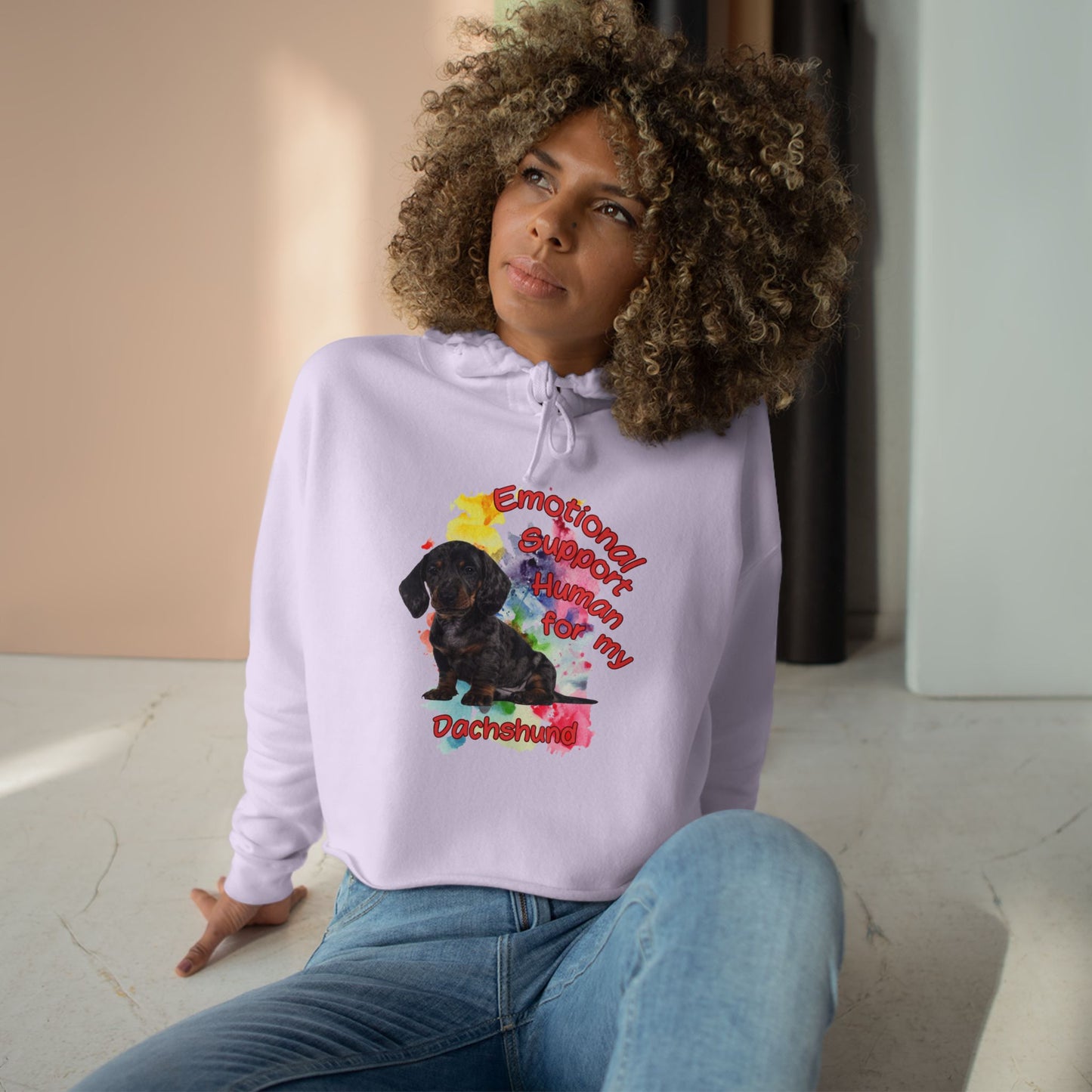Emotional Support Human for my Dachshund Crop Hoodie - Cute Dog Lover Gift