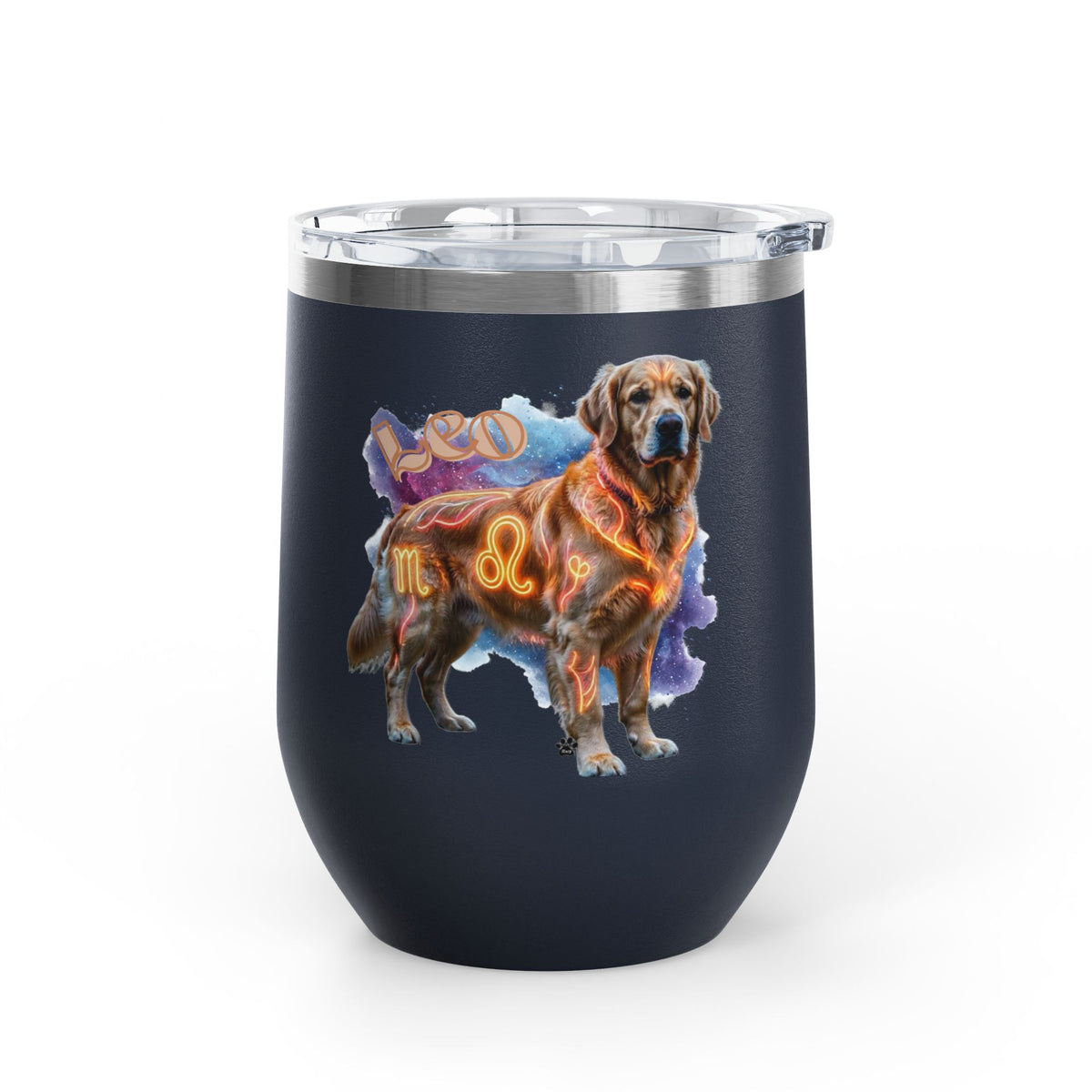 Leo Zodiac Golden Retriever Wine Tumbler