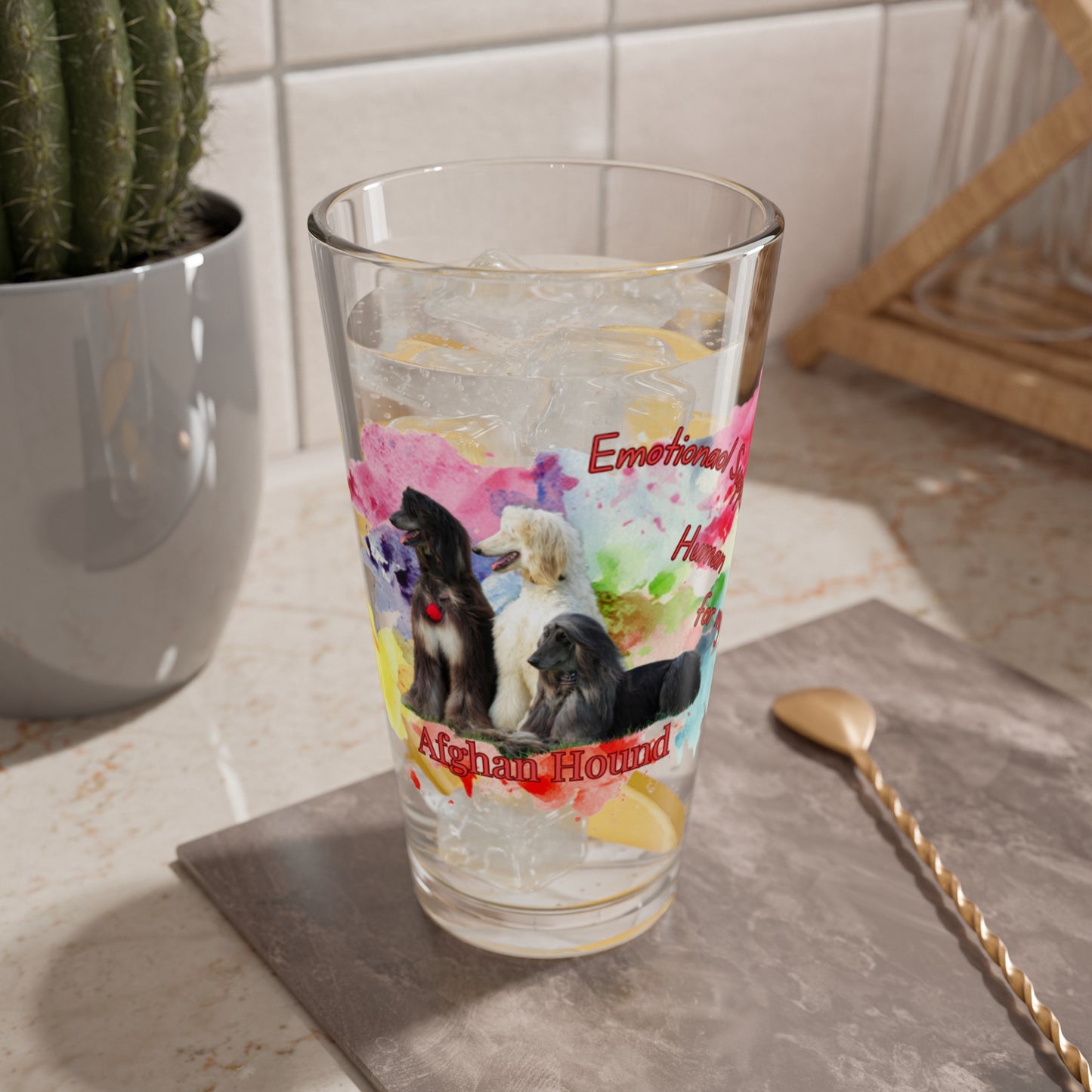 Emotional Support Human for my Afghan Hound Pint Glass clear