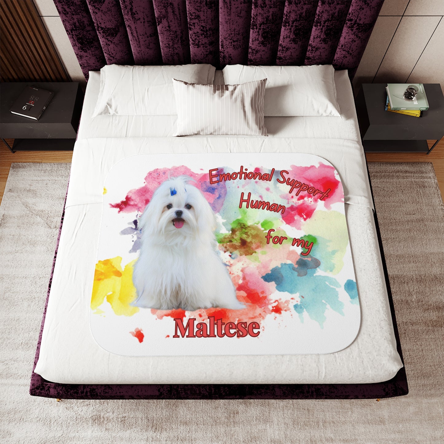 Emotional Support Human Sherpa Blanket for Maltese - Cozy Pet Gift