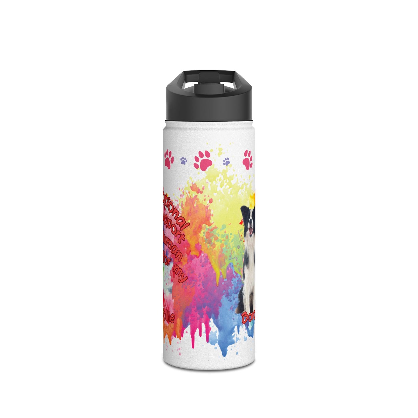 Emotional Support Human form my border Collie Sports Water bottle