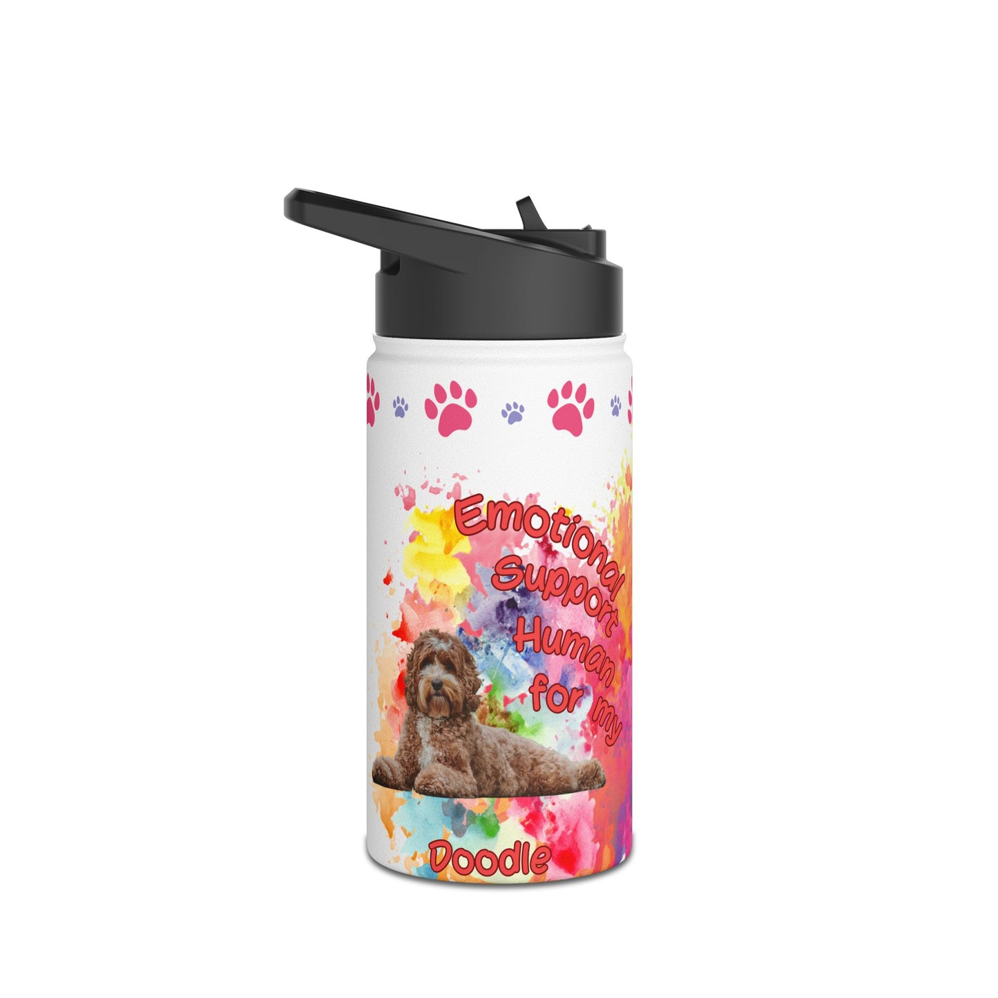 Emotional Support Human for my Doodle Dog Sports Water Bottle