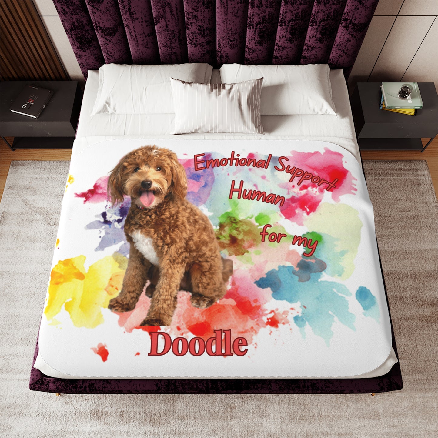 Emotional Support Doodle Dog Sherpa Blanket - Cozy Pet Gift