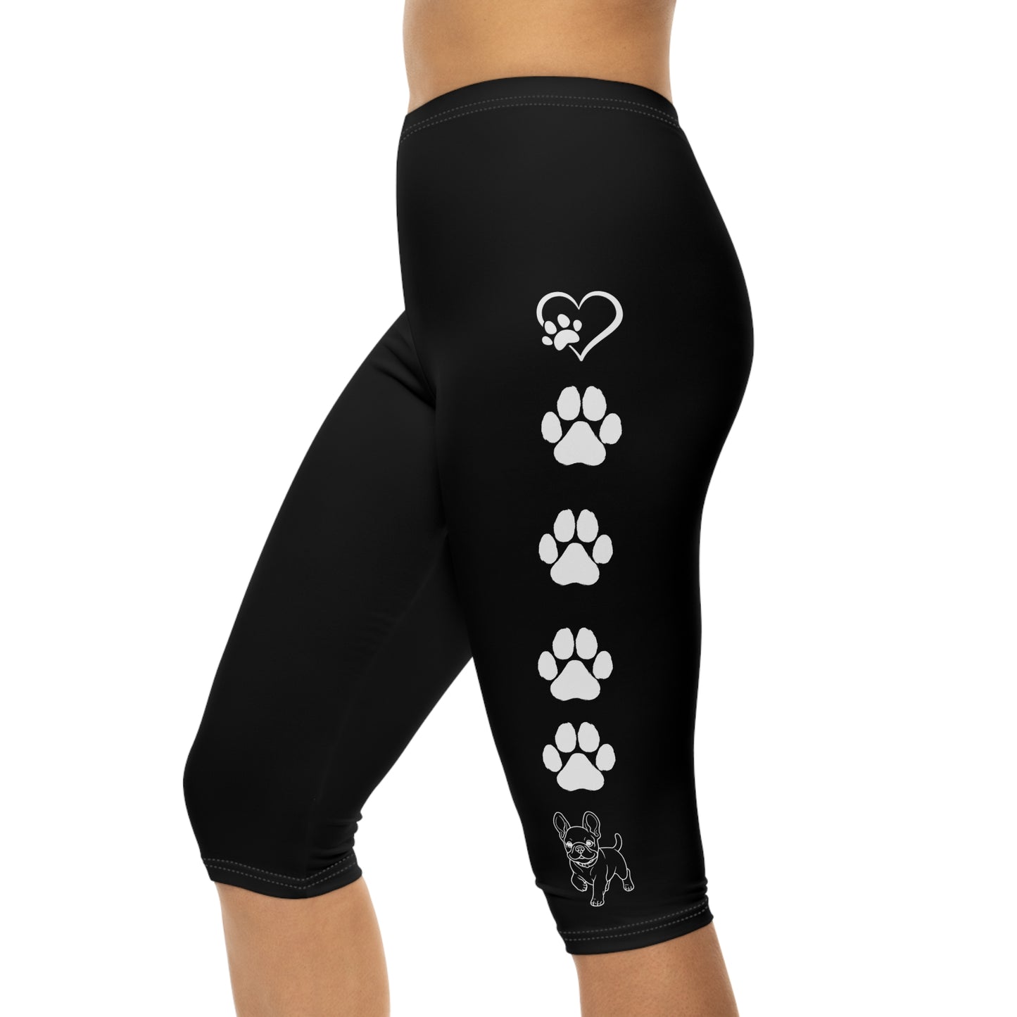 Paws and Hearts French Bulldog Capri Leggings