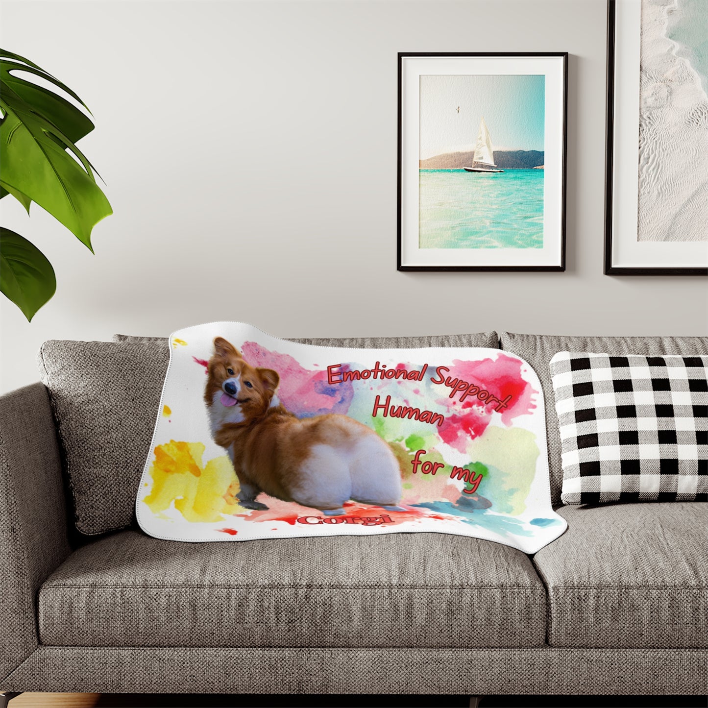 Corgi Emotional Support Sherpa Blanket - Cozy Pet Lover Throw