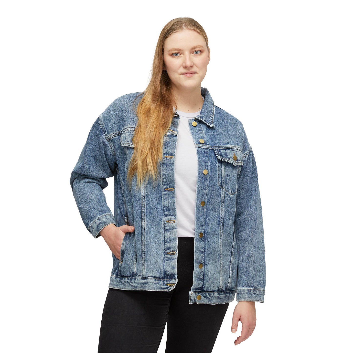 American Bulldog Club rescued Women's Denim Jacket " amor fati"