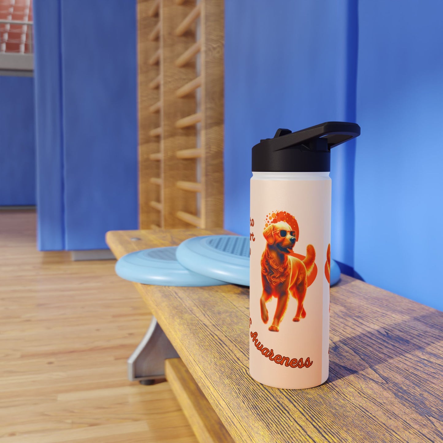 Golden Retriever "Lean on Me" MS Awareness Stainless Steel Water Bottle
