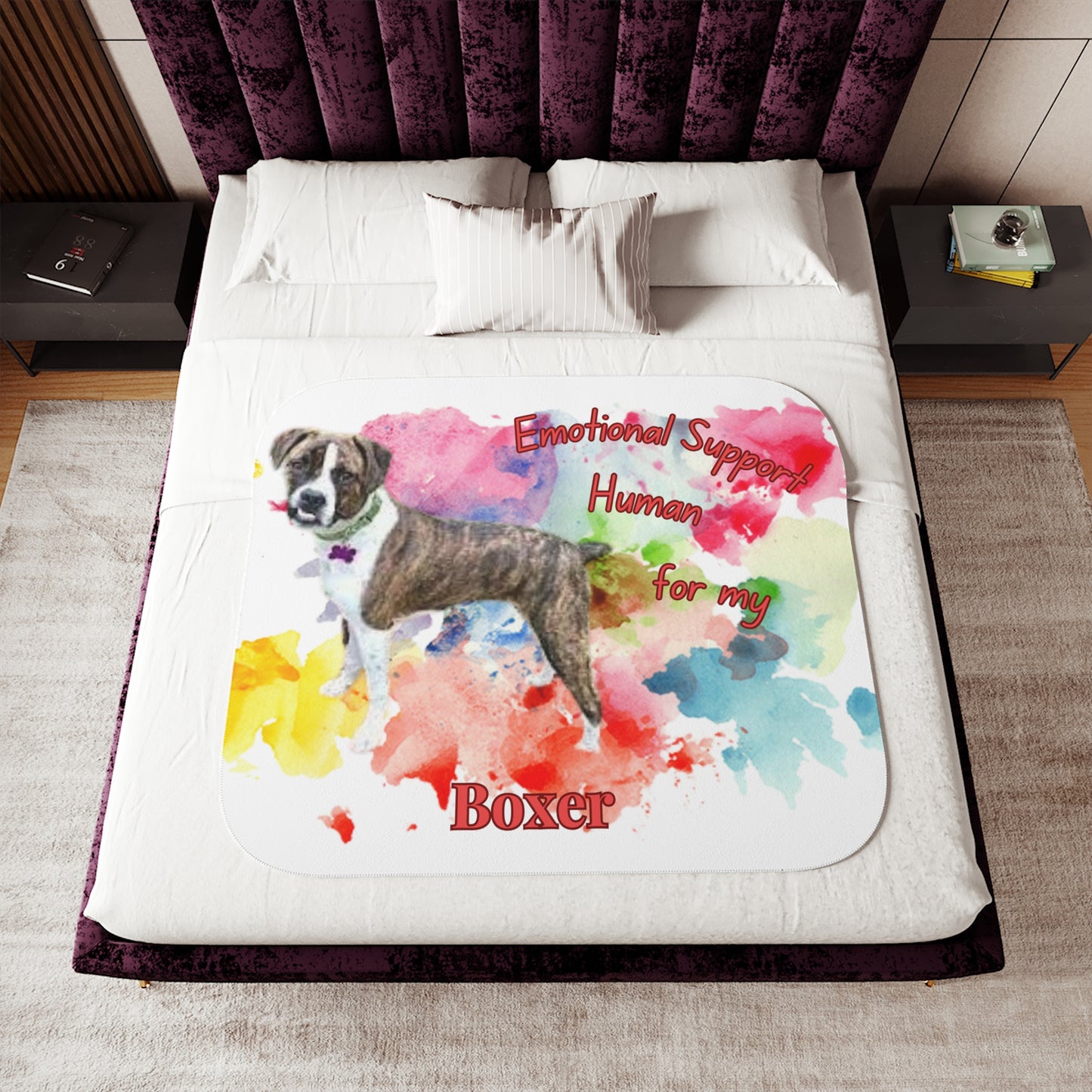 Emotional Support Human Sherpa Blanket for Dog Lovers - Boxer Design