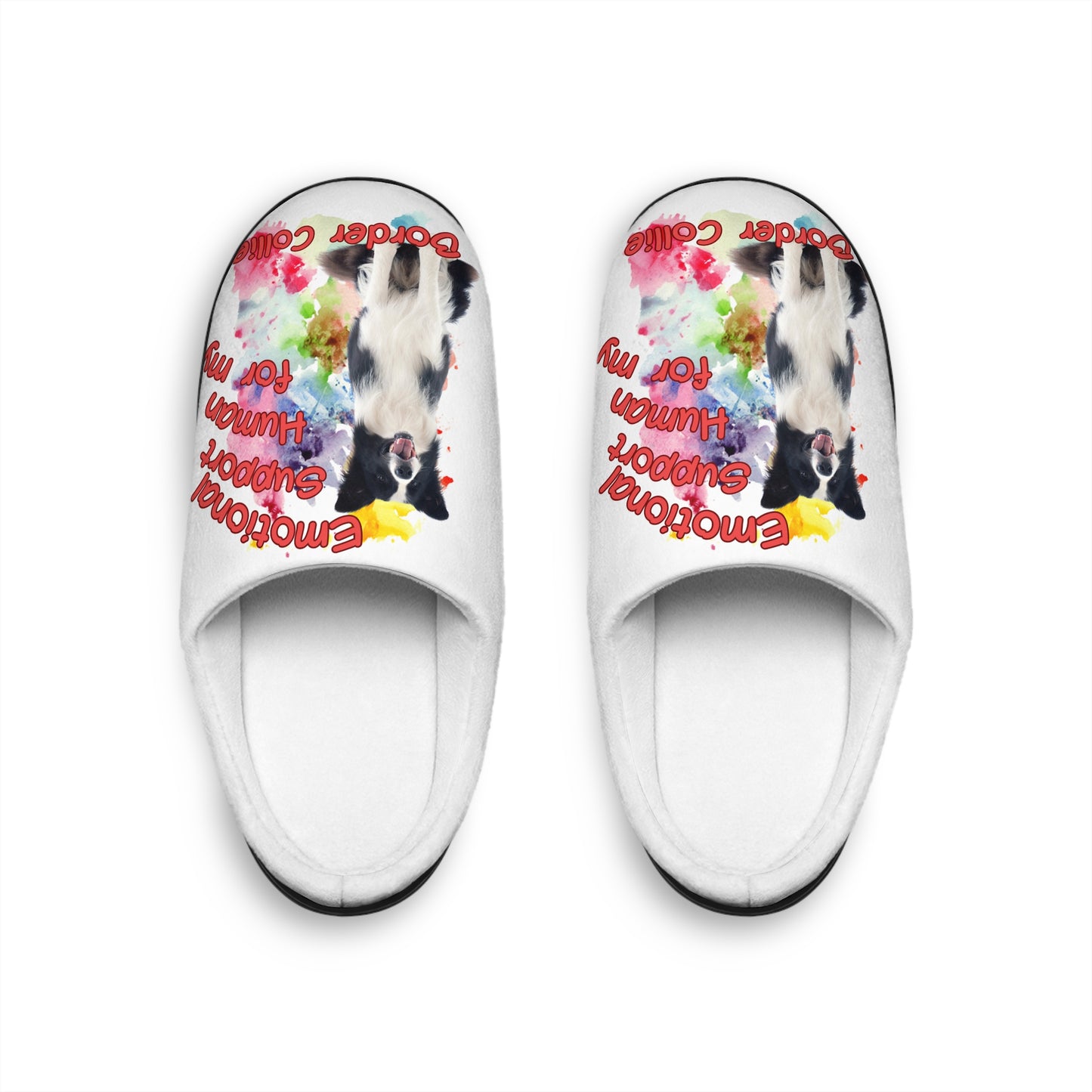 Emotional Support Human Women's Indoor Slippers - Border Collie design