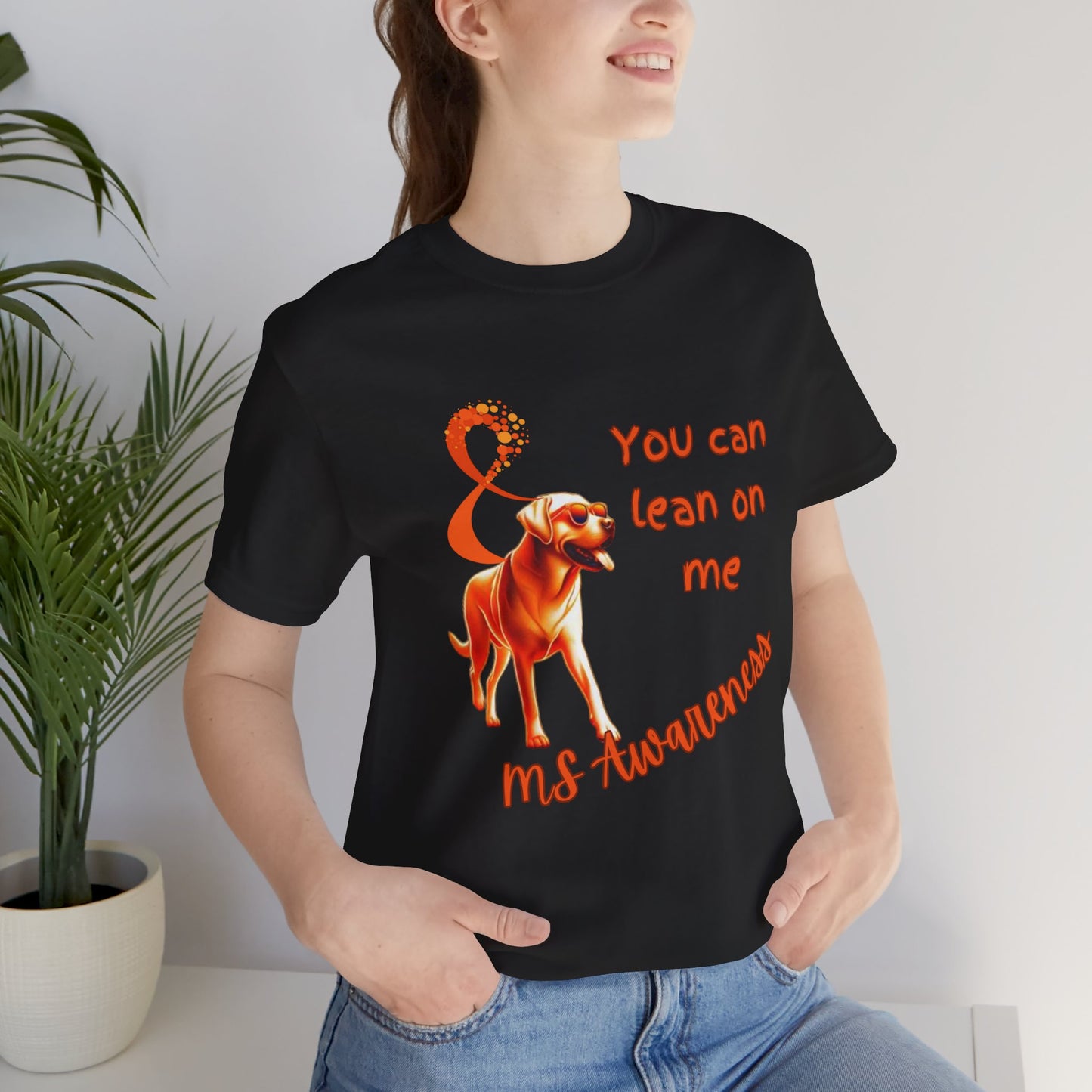 Labrador Retriever MS Awareness T-Shirt – "Lean on Me" Orange Ribbon Tee