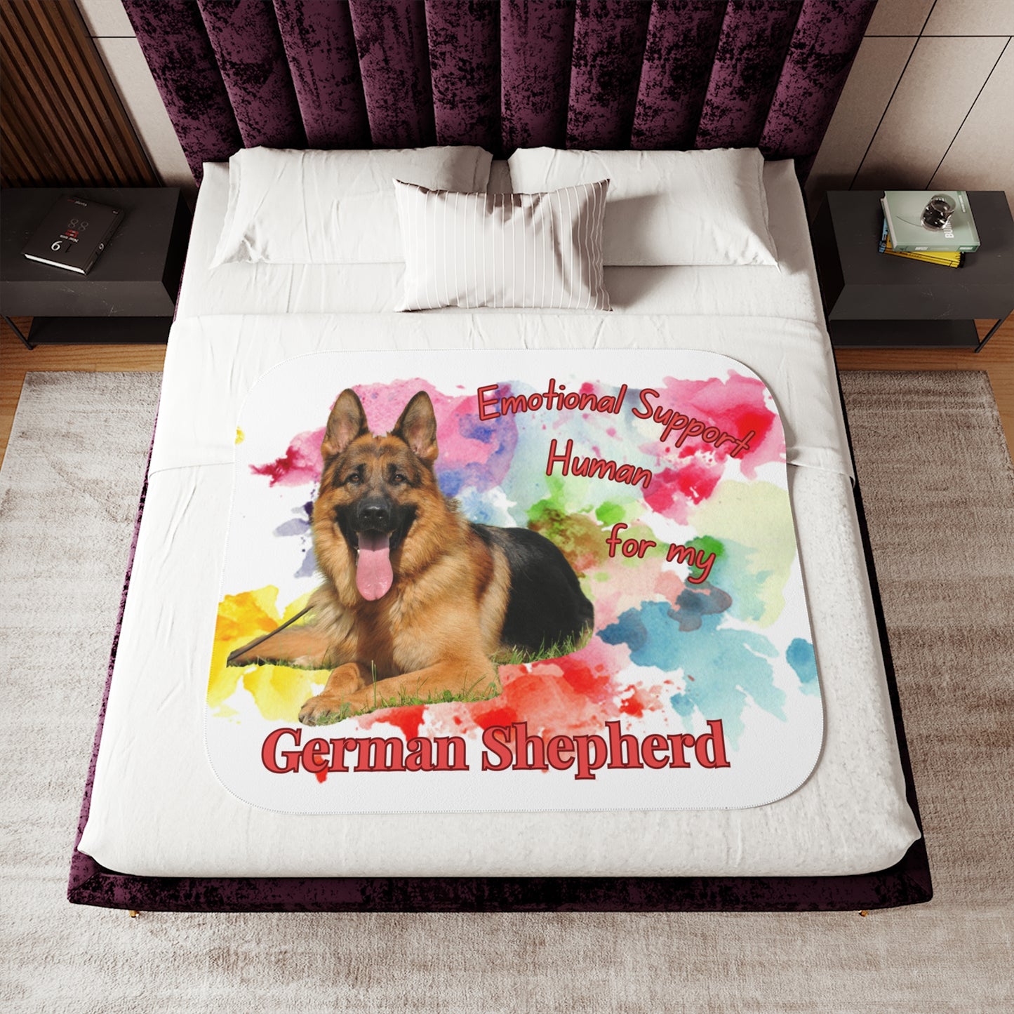 Emotional Support Human Sherpa Blanket - German Shepherd design