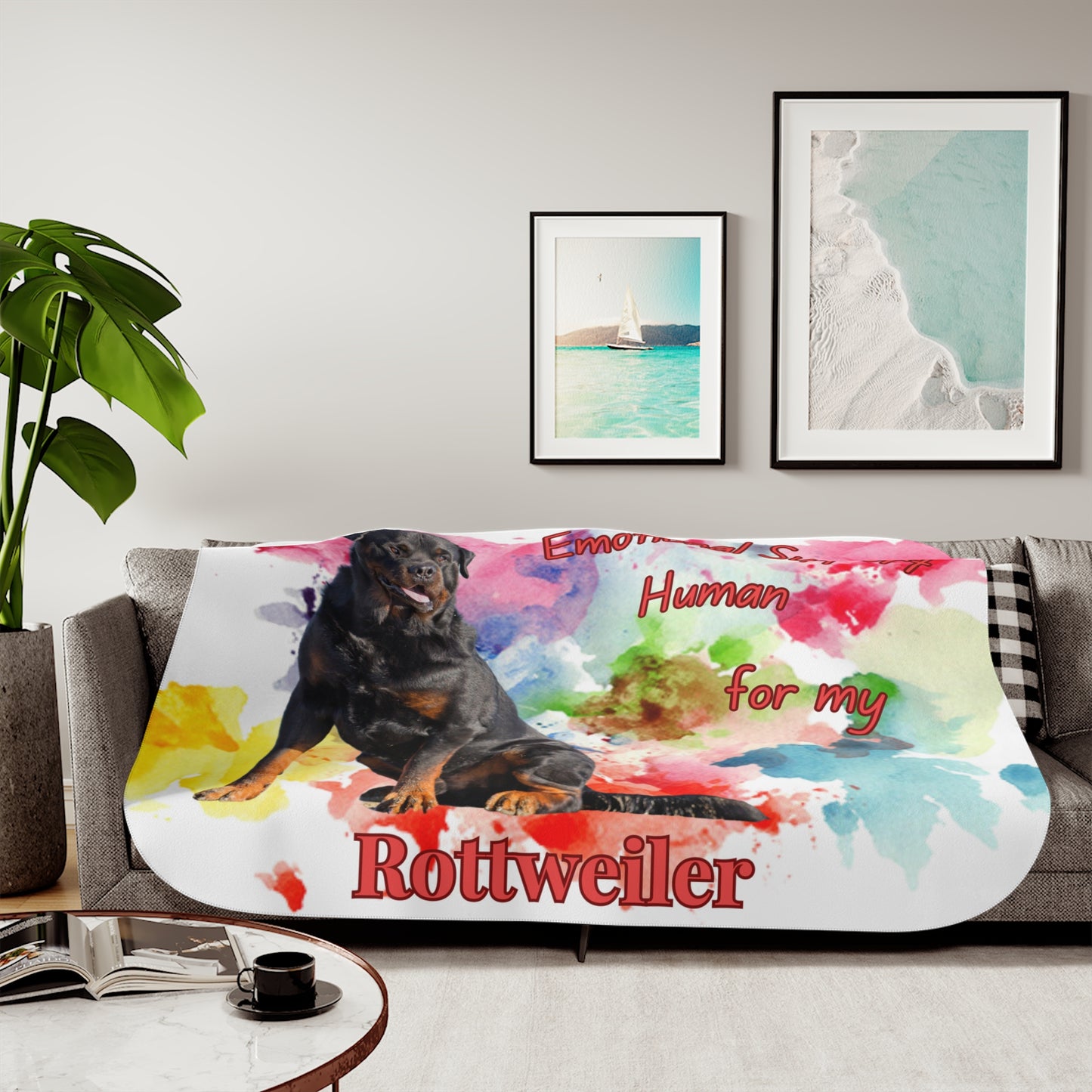 Emotional Support Human Sherpa Blanket - Rottweiler Design