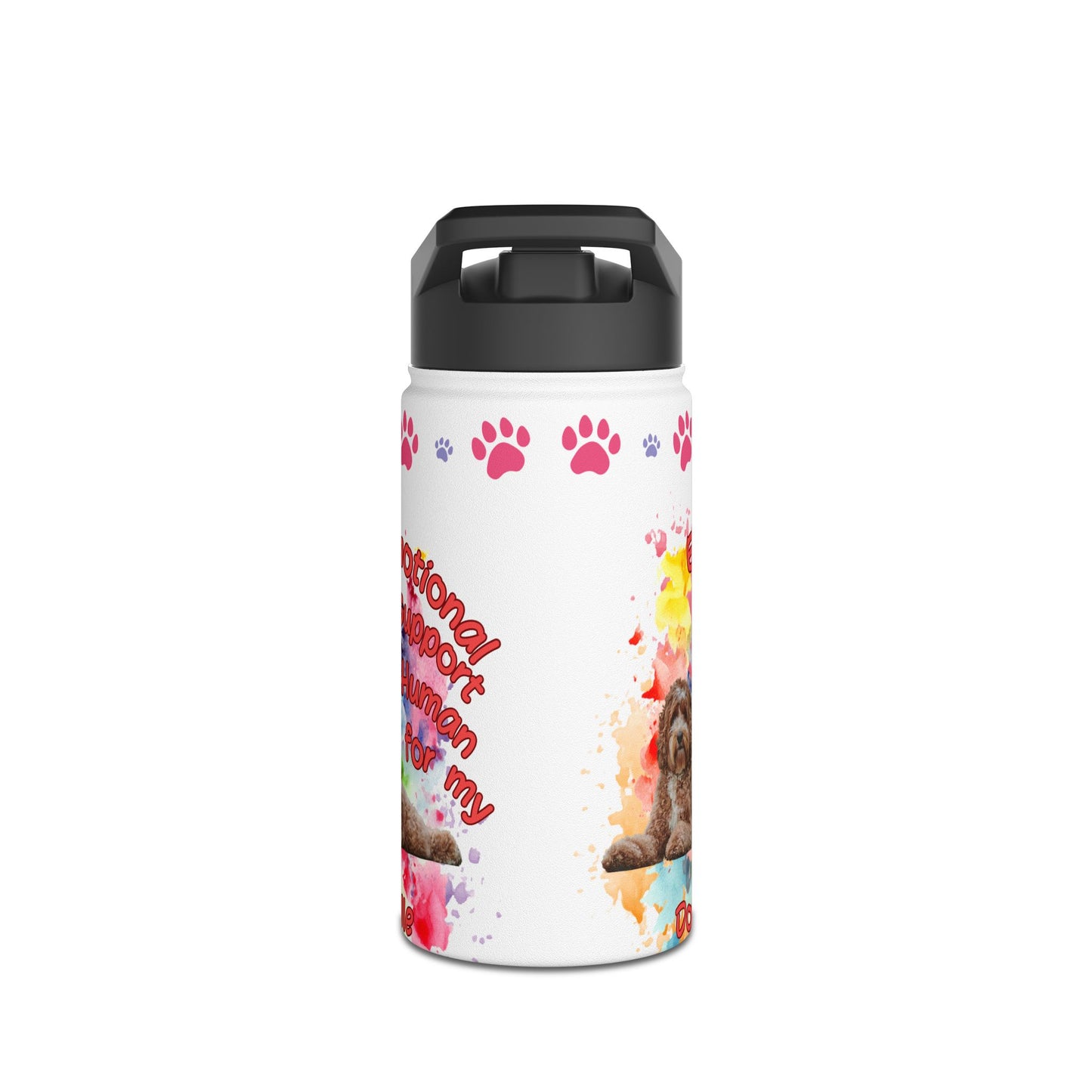 Emotional Support Human for my Doodle Dog Sports Water Bottle