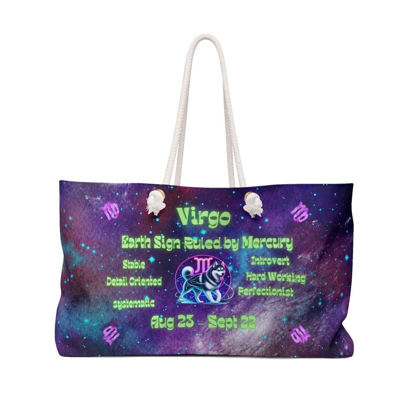 Celestial Zodiac Virgo as Siberian Huskey Weekender Bag - Dog Breed Zodiac