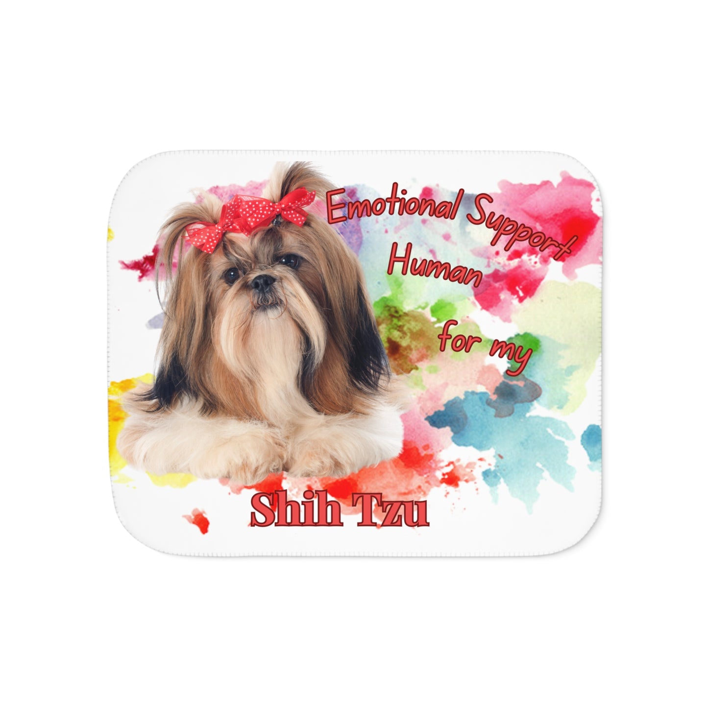 Emotional Support Human Sherpa Blanket for Shih Tzu Lovers - Cozy Two-Color Throw