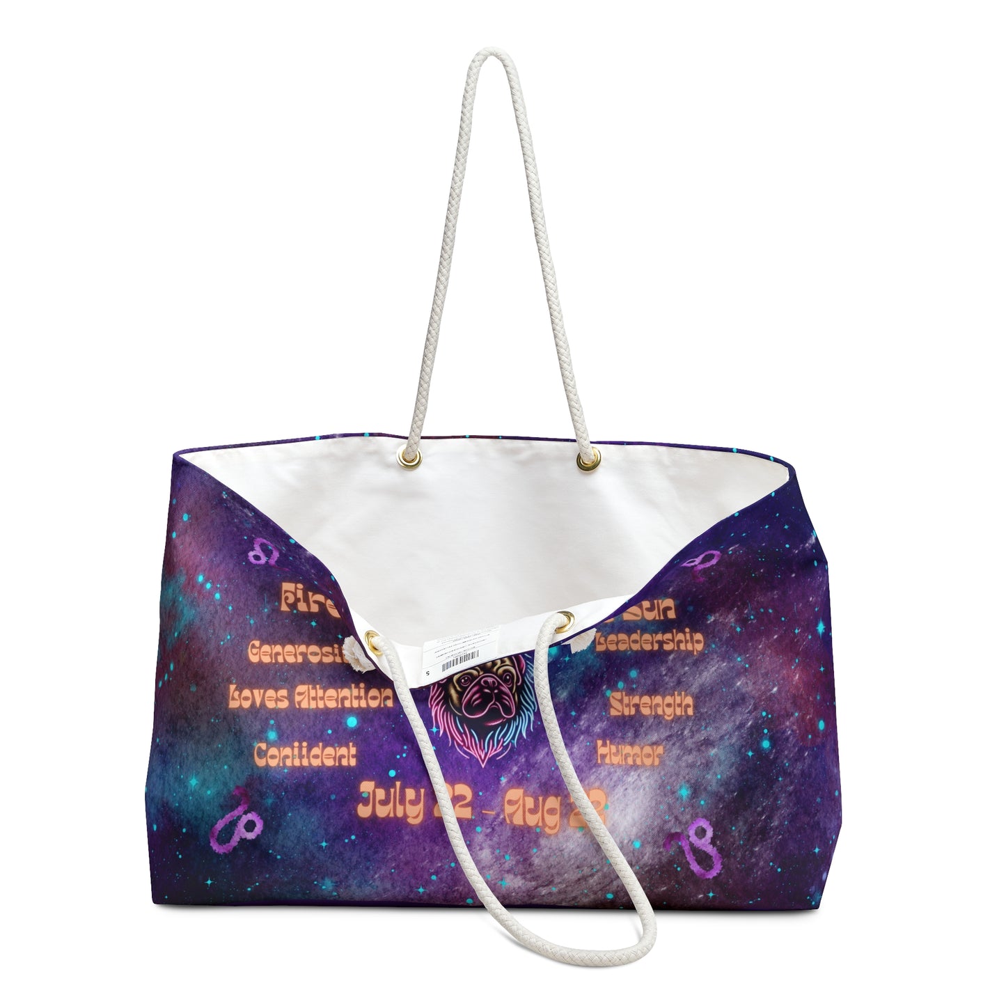 Celestial Zodiac Leo as Pug Weekender Bag _Dog Breed Zodiac