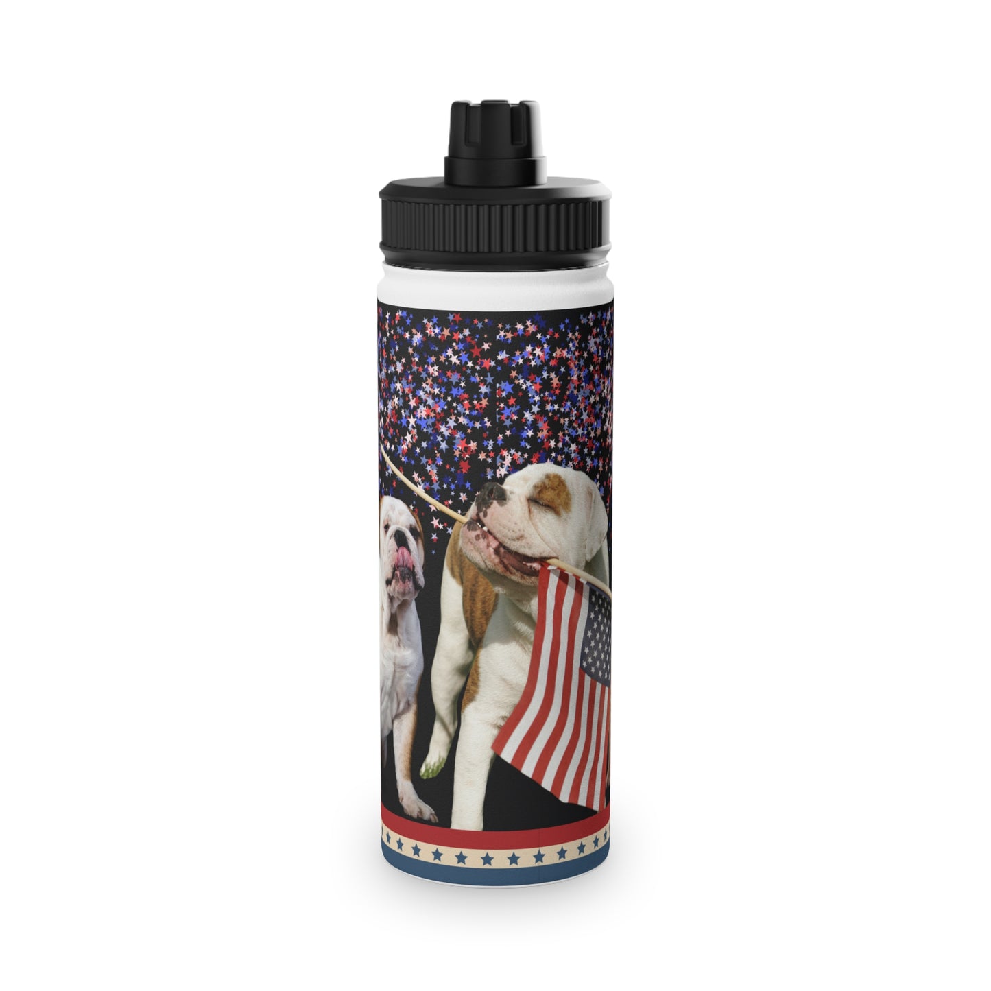 Patriotic American Bulldog Stainless Steel Water Bottle, Sports Lid