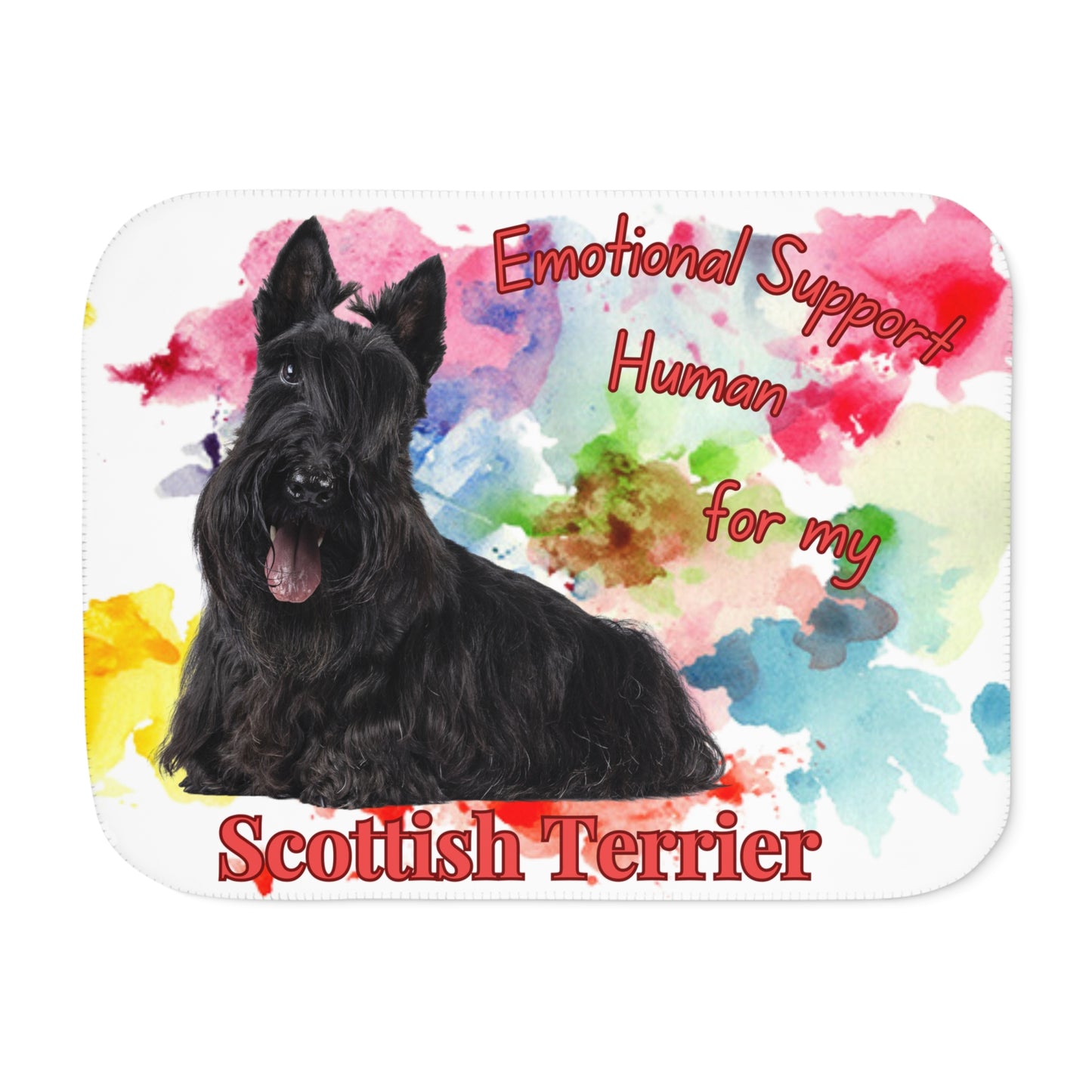 Emotional Support Human Sherpa Blanket - Scottish Terrier Design