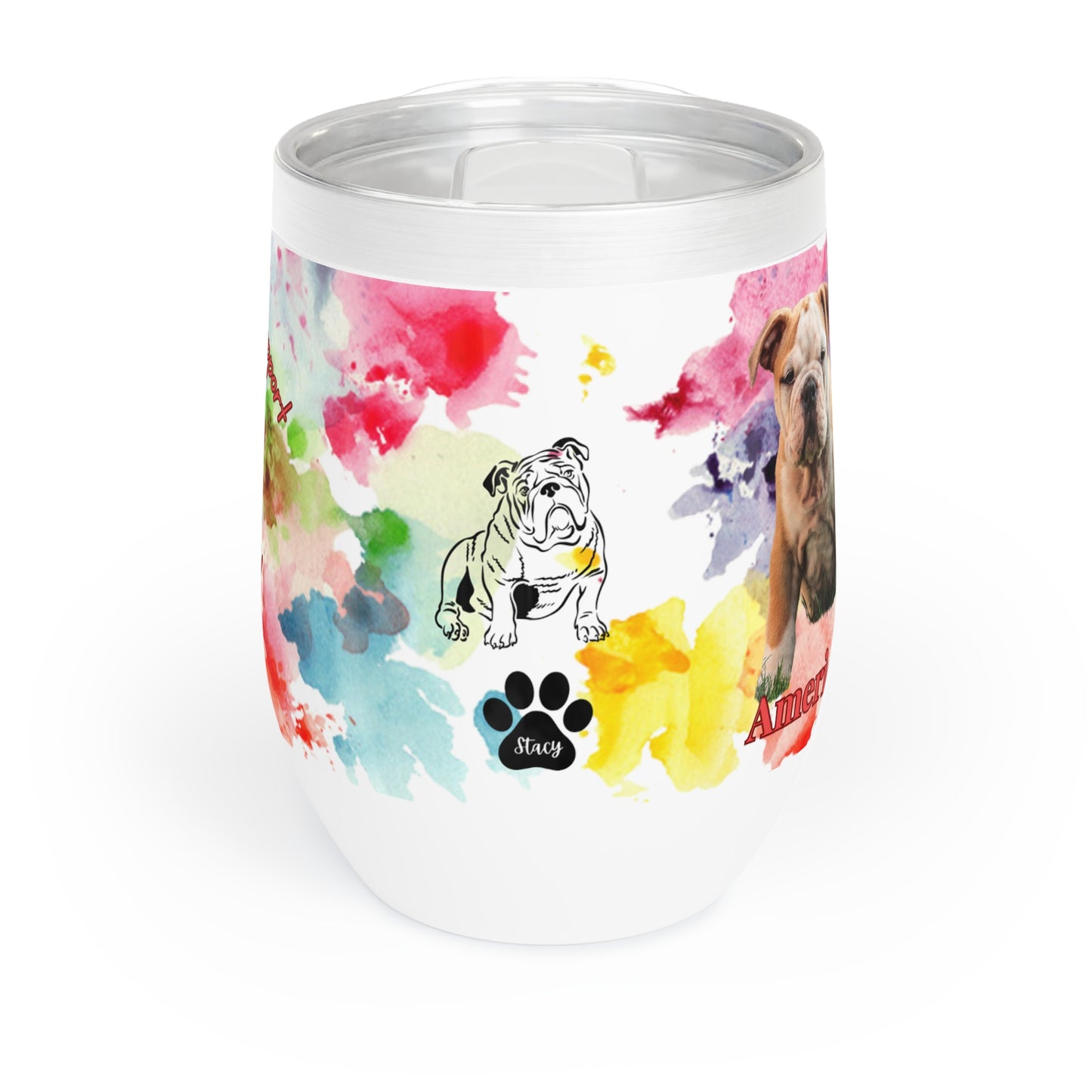 American Bulldog Emotional Support Human Chill Wine Tumbler