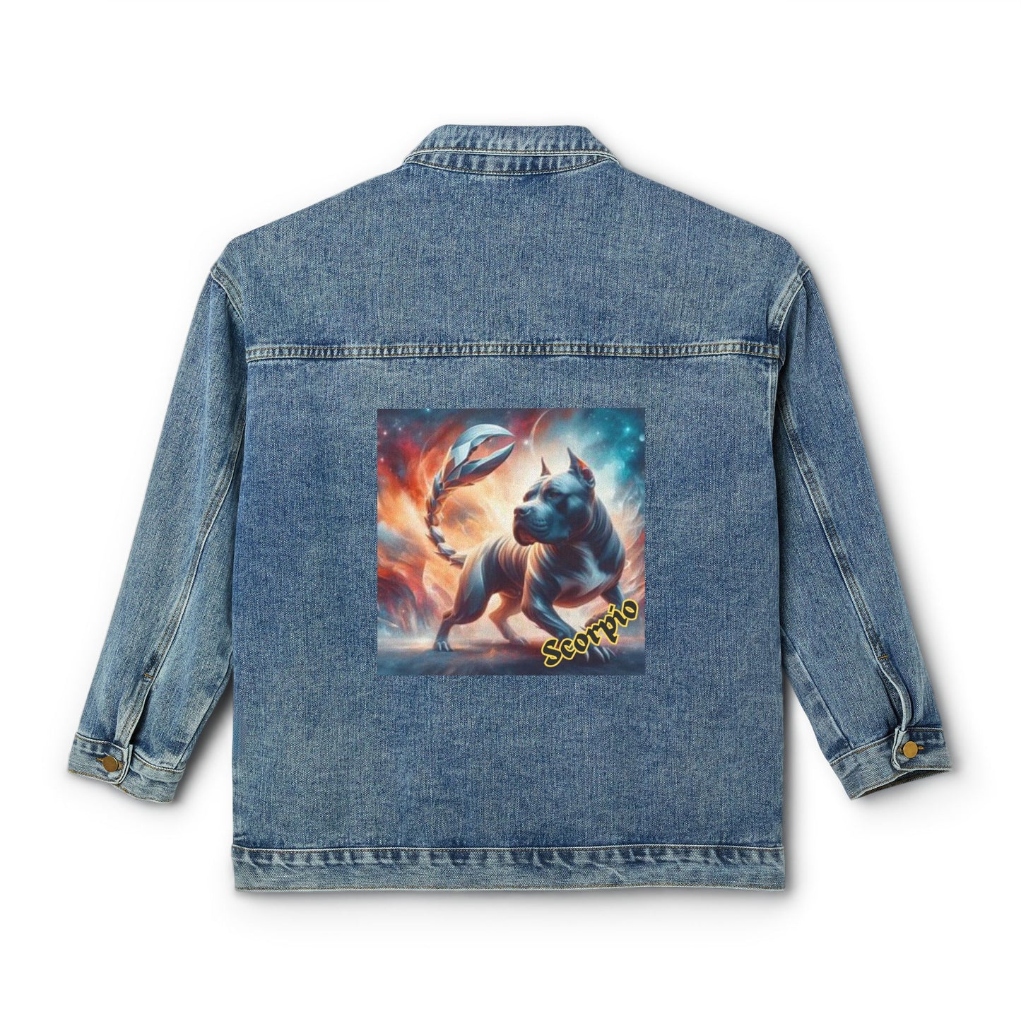 Scorpio Zodiac Denim Jacket for Women - Pit Bull Artwork
