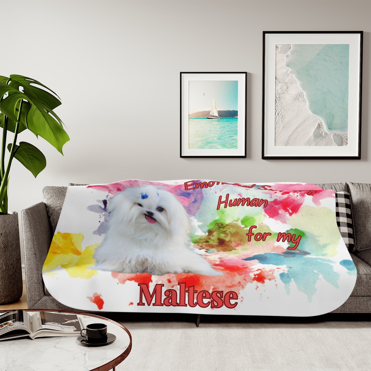 Emotional Support Human Sherpa Blanket for Maltese - Cozy Pet Gift