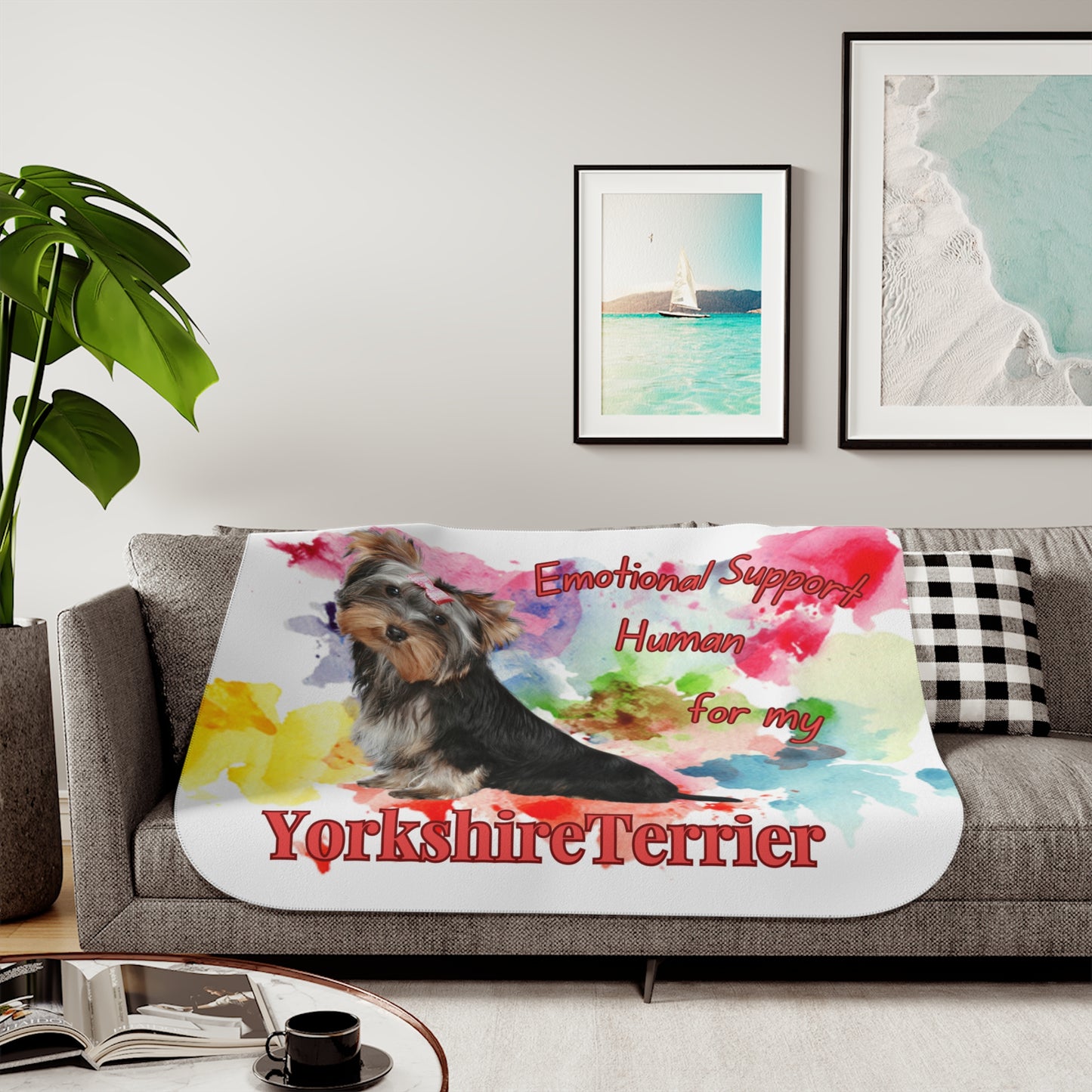 Emotional Support Sherpa Blanket Yorkshire Terrier Design