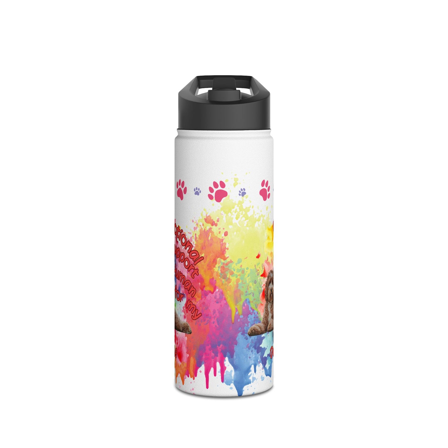 Emotional Support Human for my Doodle Dog Sports Water Bottle
