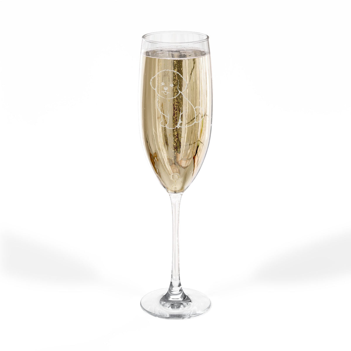 Bichon Frise Engraved Champagne Flute