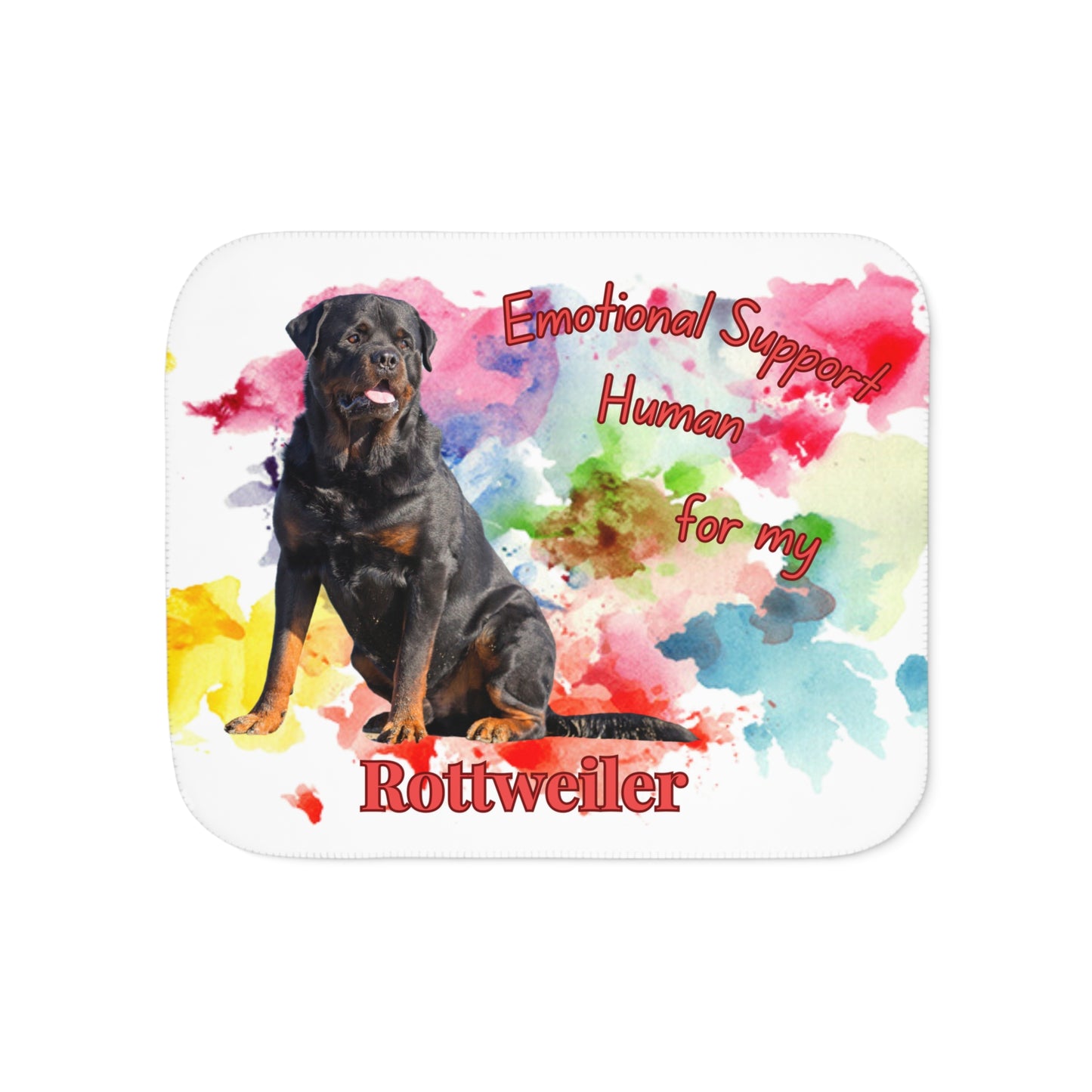 Emotional Support Human Sherpa Blanket - Rottweiler Design