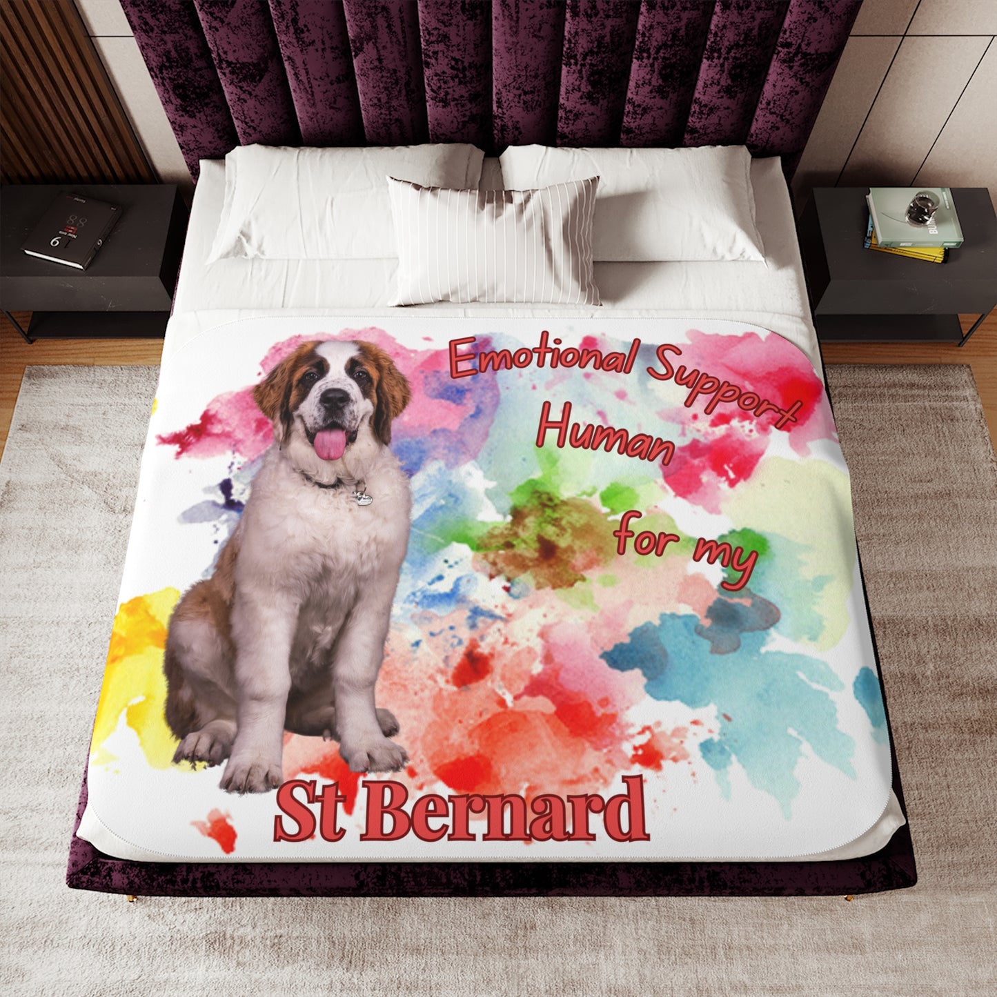 Emotional Support Human Sherpa Blanket - St. Bernard Design