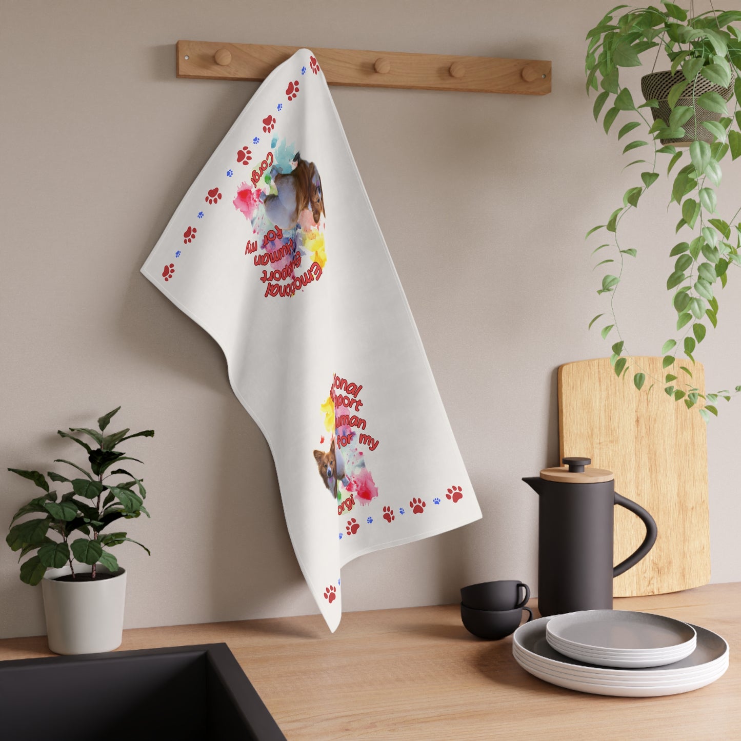 Emotional Support Human for my Corgi Tea Towel