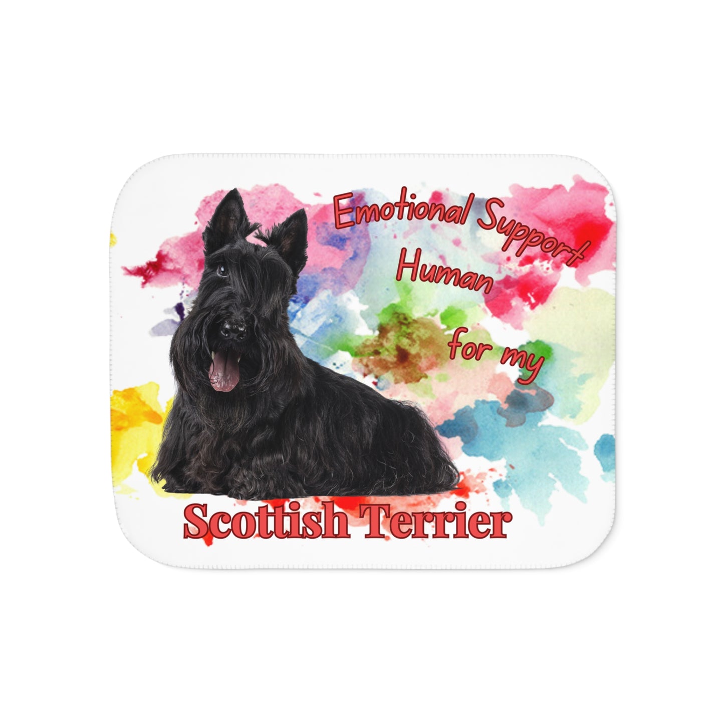 Emotional Support Human Sherpa Blanket - Scottish Terrier Design