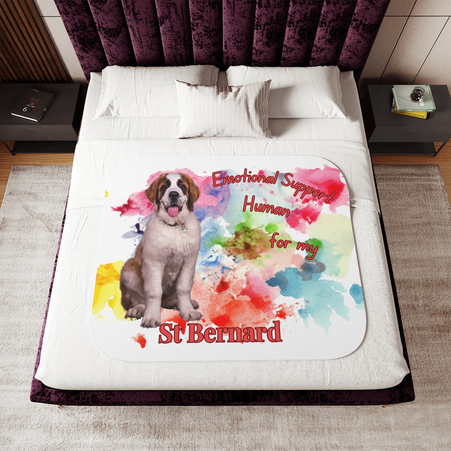 Emotional Support Human Sherpa Blanket - St. Bernard Design