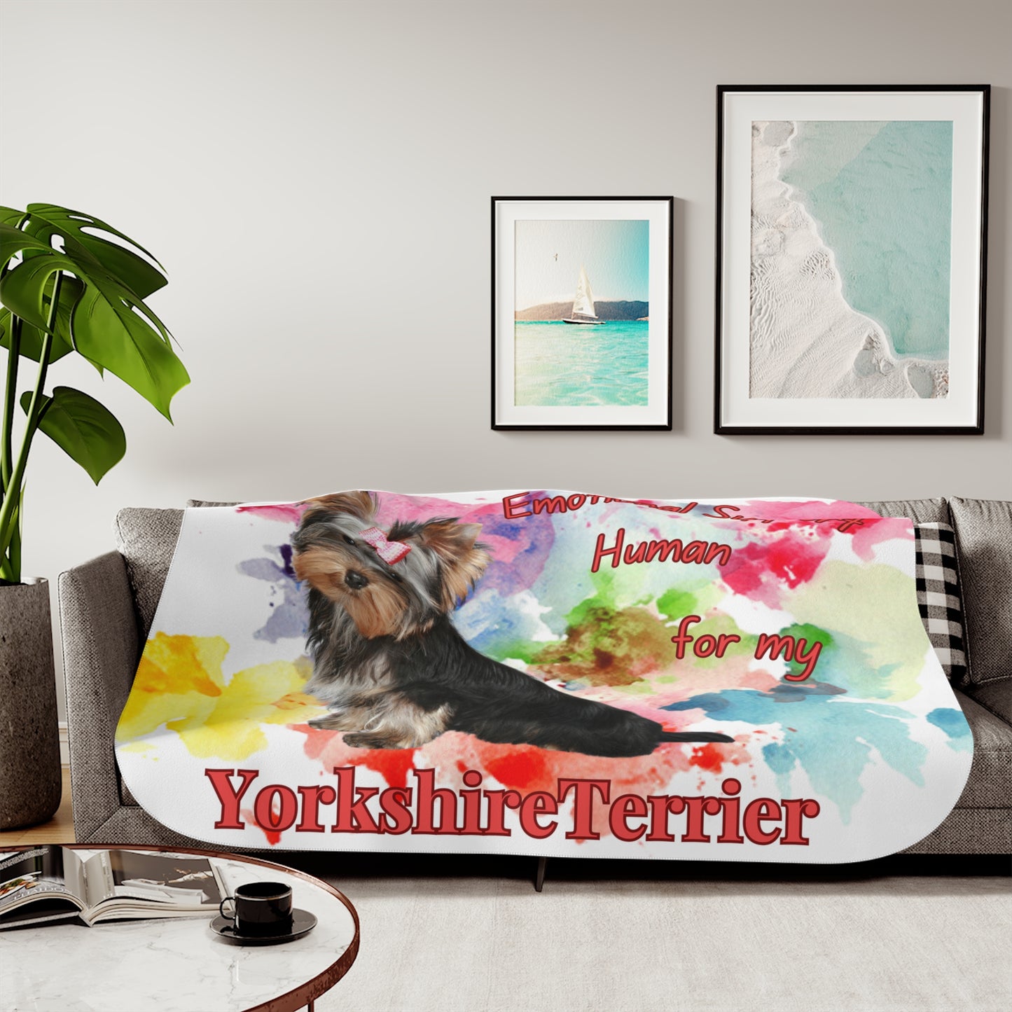 Emotional Support Sherpa Blanket Yorkshire Terrier Design