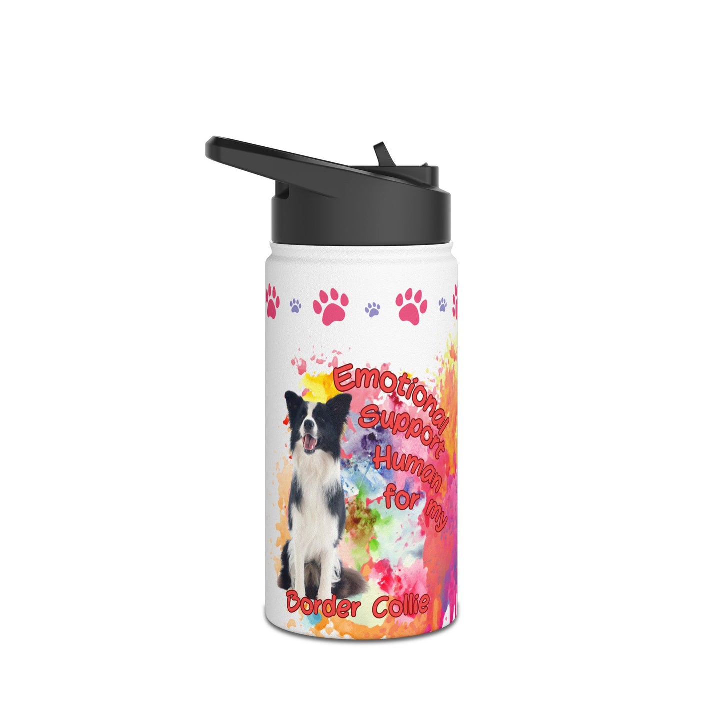Emotional Support Human form my border Collie Sports Water bottle