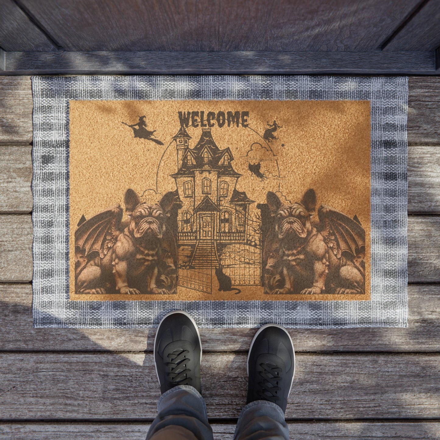 French Bulldog Guardian Angel Gargoyle Doormat