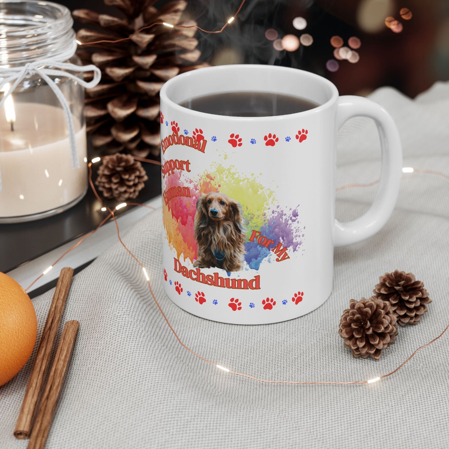 Emotional Support Dachshund Mug, Cute Dog Gift, Pet Lover Coffee Cup, Puppy Lover, Dog Mom Coffee Mug