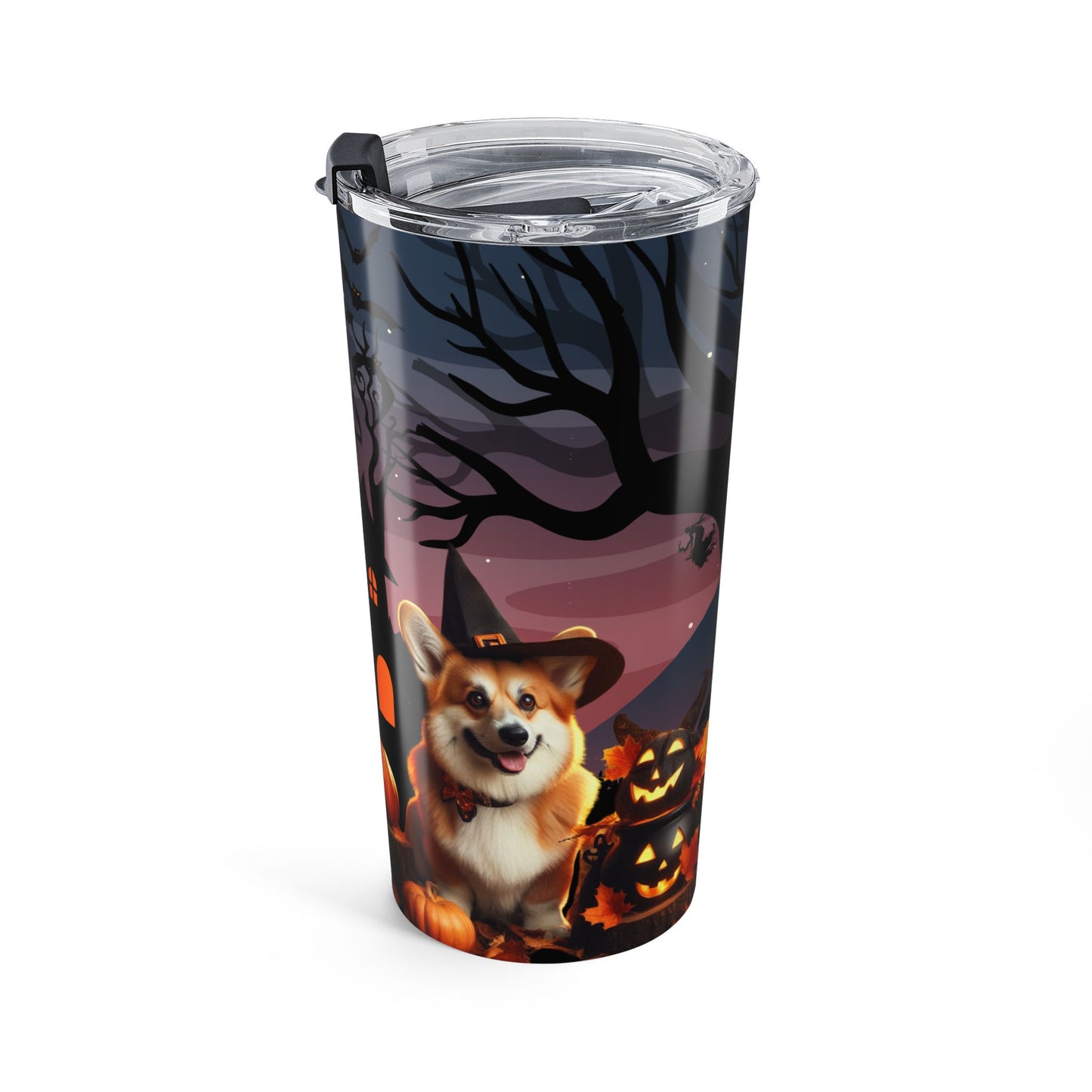 Spooky Corgi Witch Tumbler - Haunted Mansion Halloween Drinkware by Stacy Soto