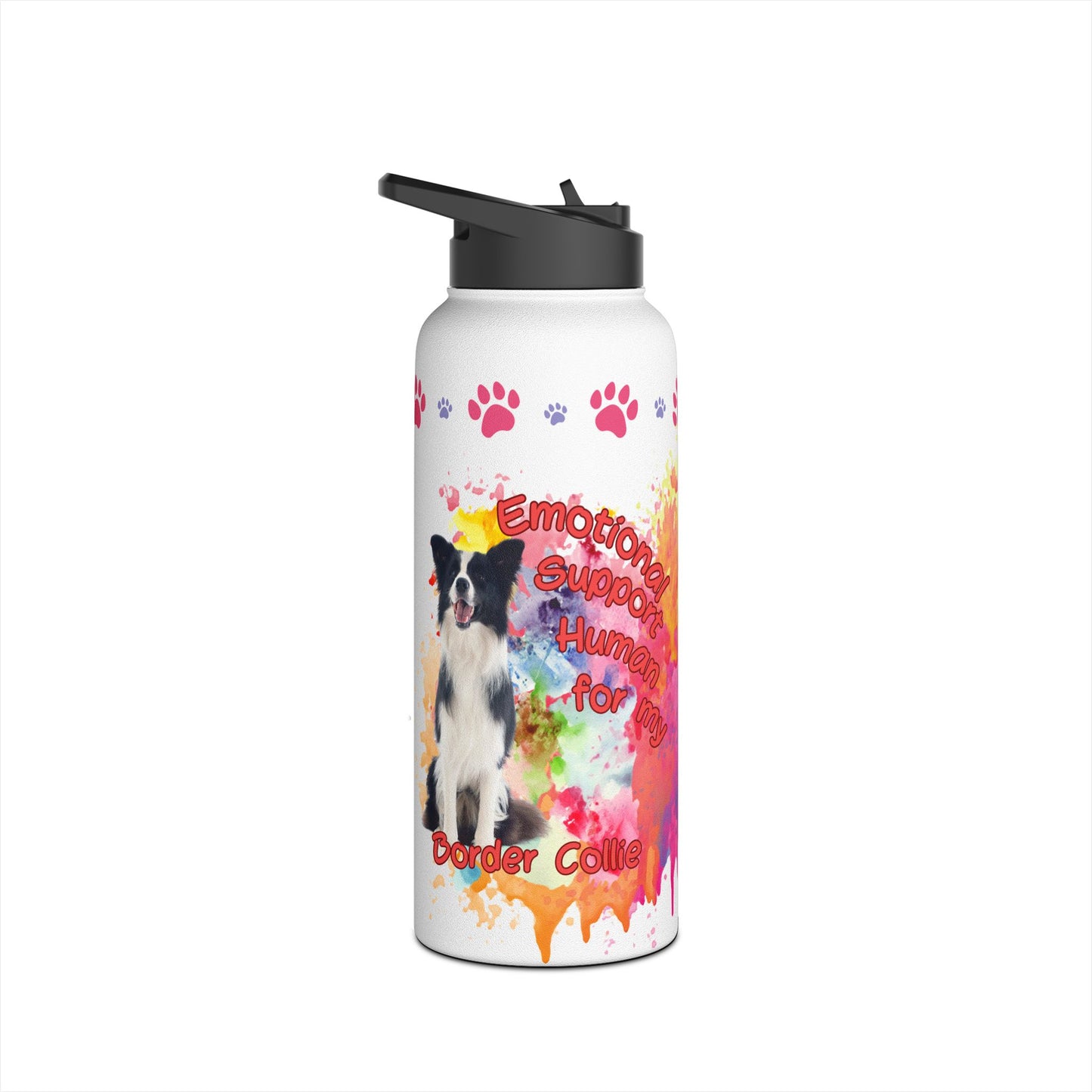 Emotional Support Human form my border Collie Sports Water bottle