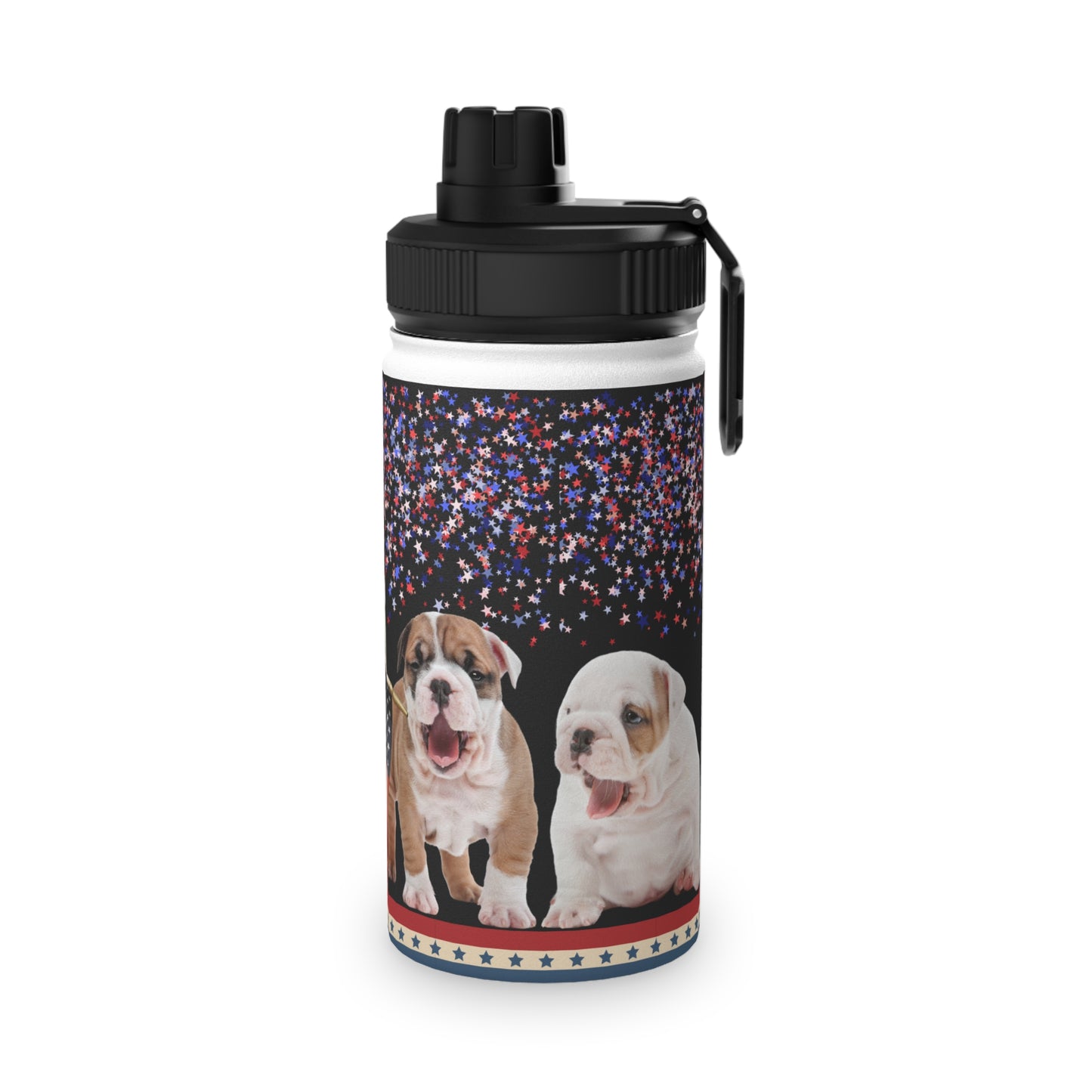 Patriotic American Bulldog Stainless Steel Water Bottle, Sports Lid
