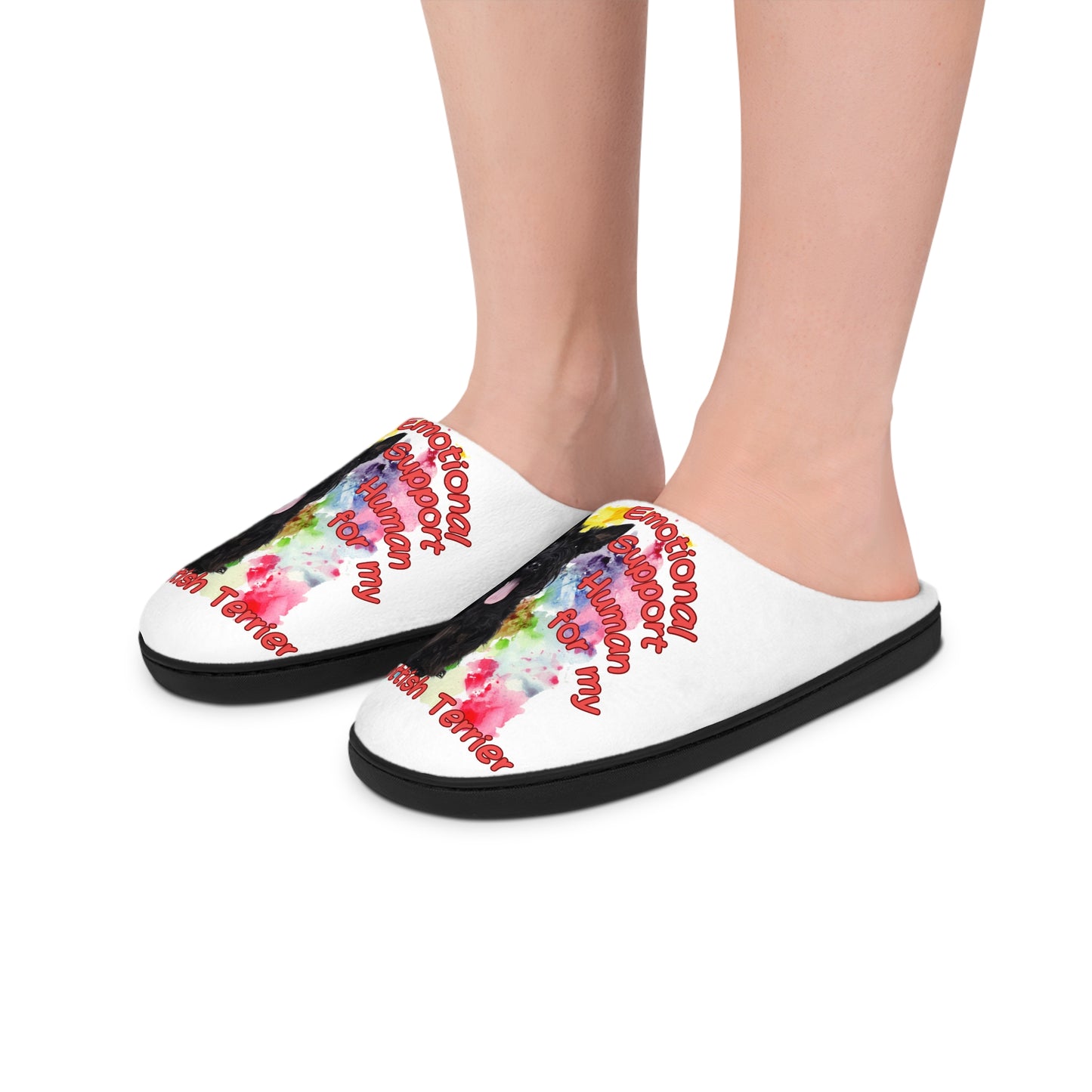 Emotional Support Human Women's Indoor Slippers - Scottish Terrier Design