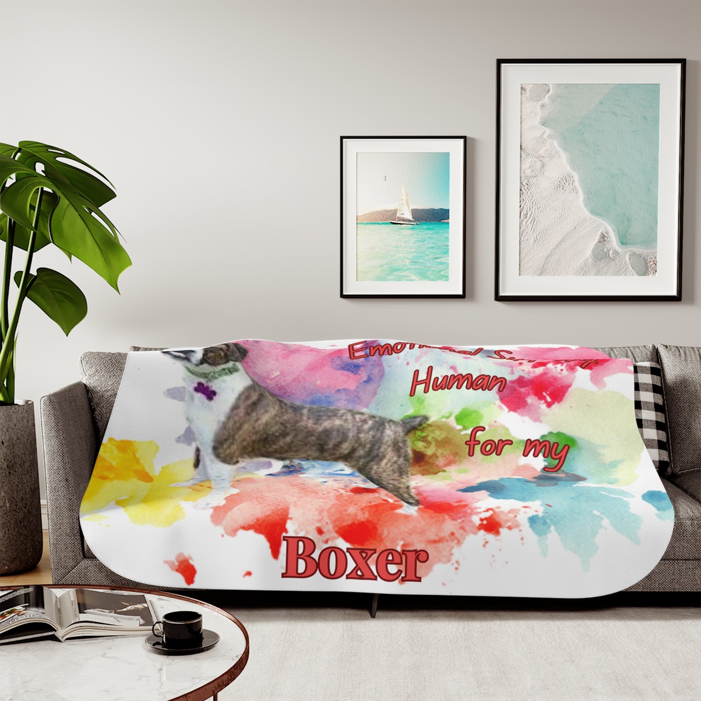 Emotional Support Human Sherpa Blanket for Dog Lovers - Boxer Design