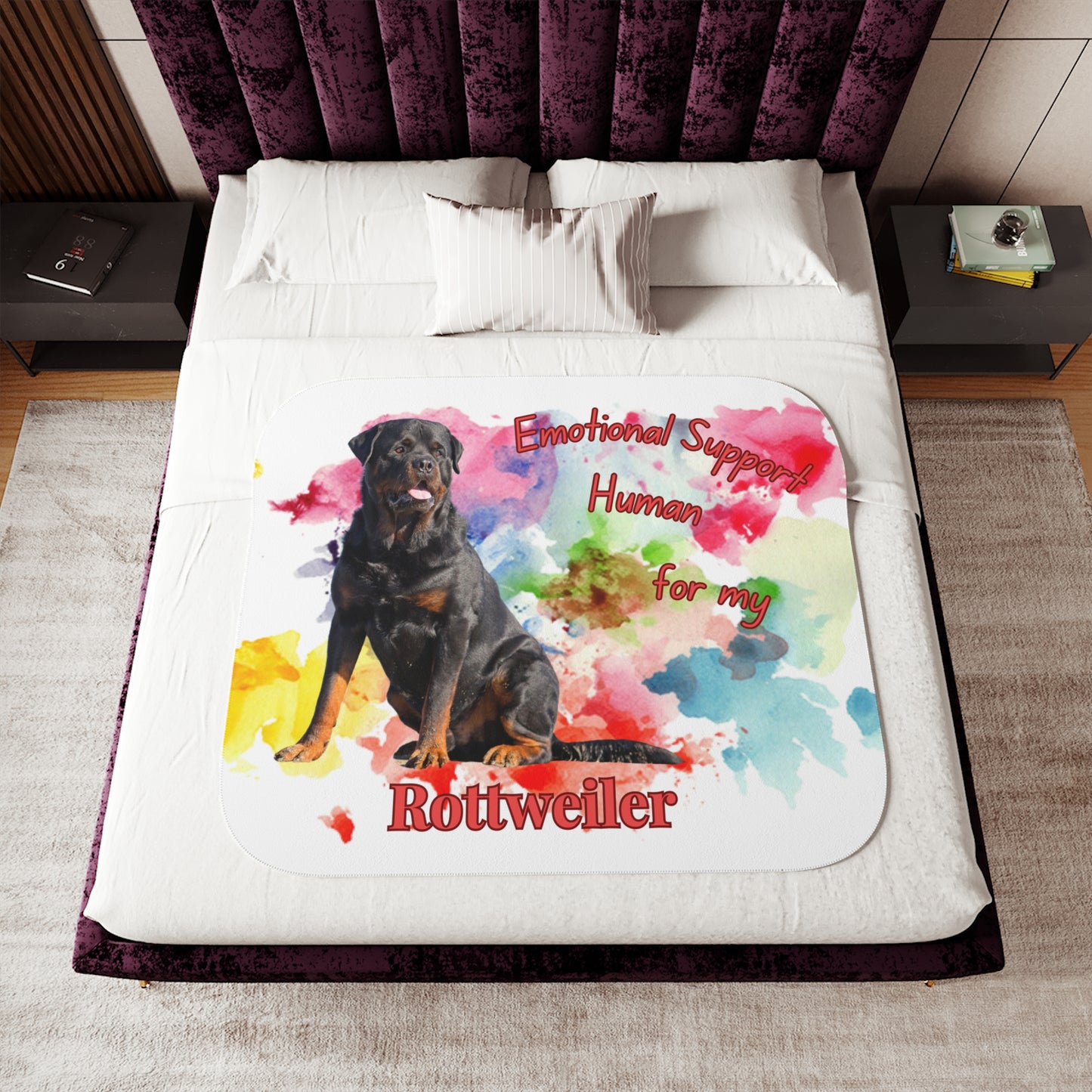 Emotional Support Human Sherpa Blanket - Rottweiler Design