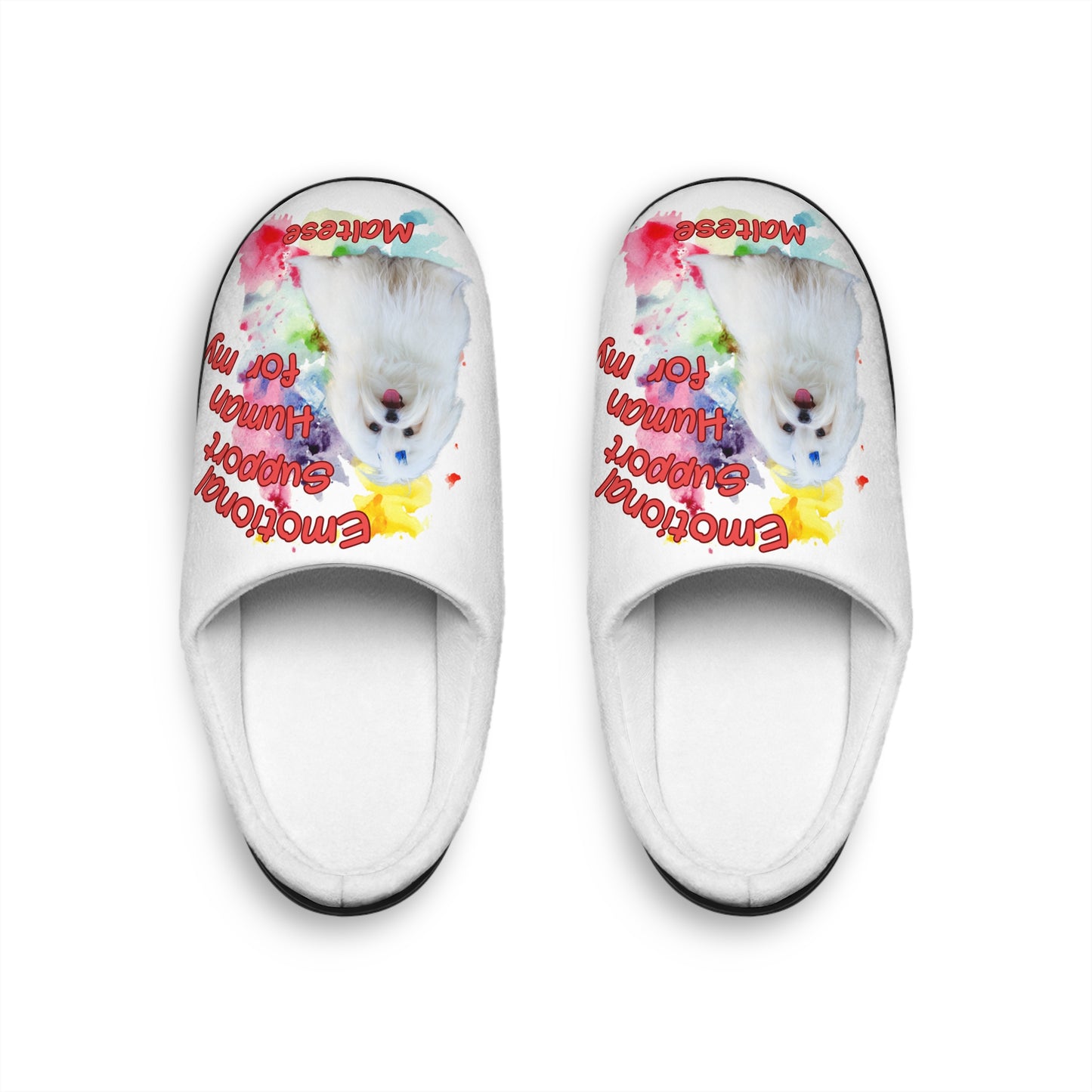 Emotional Support Human Women's Indoor Slippers Maltese Design