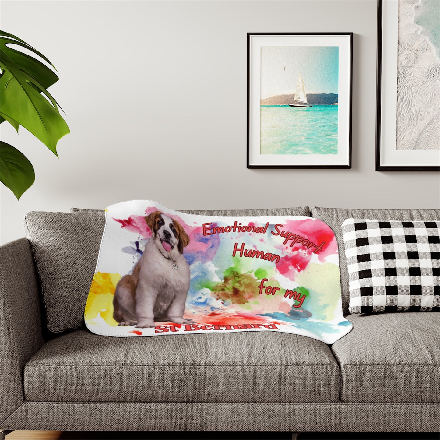 Emotional Support Human Sherpa Blanket - St. Bernard Design