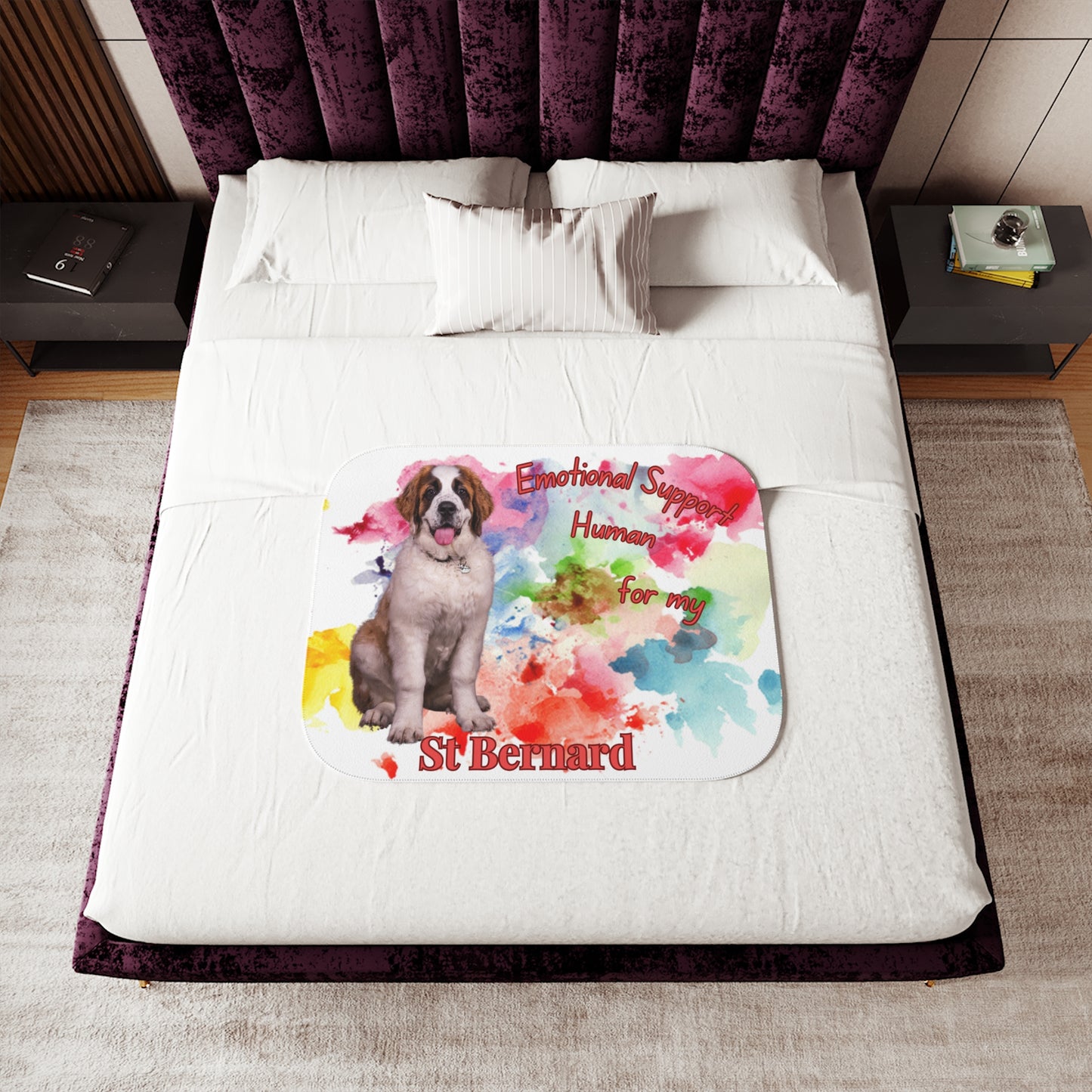 Emotional Support Human Sherpa Blanket - St. Bernard Design