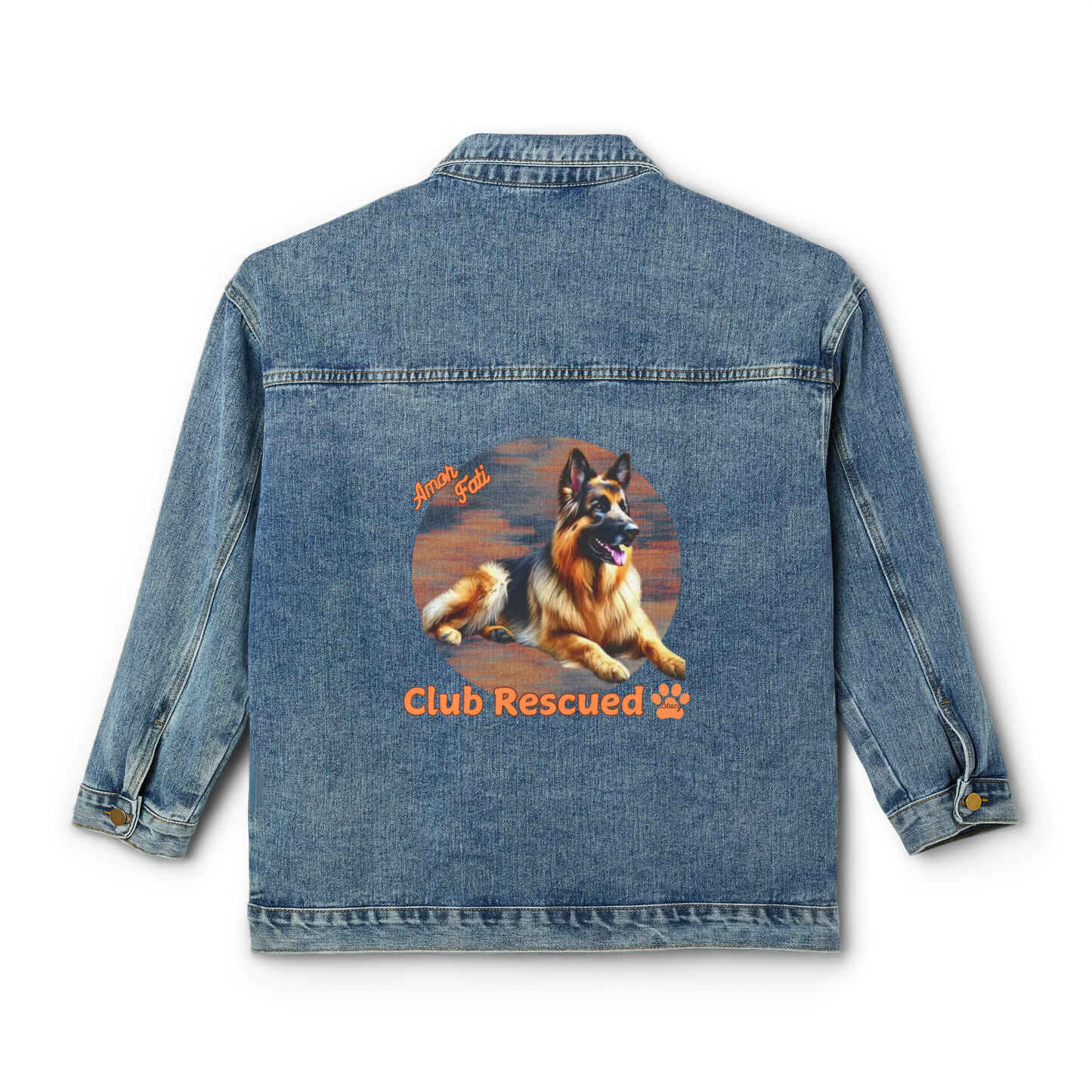 German Shepherd Club Rescued Women's Denim Jacket Amor Fati