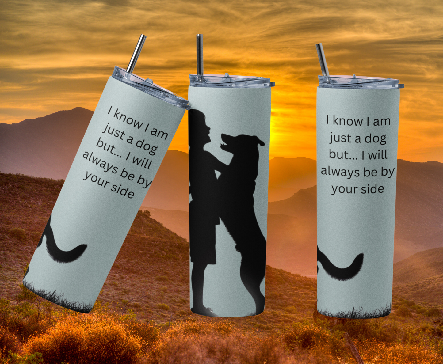 Hug a Dog Maars Maker Skinny Matte Tumbler, 20oz - Silhouette design