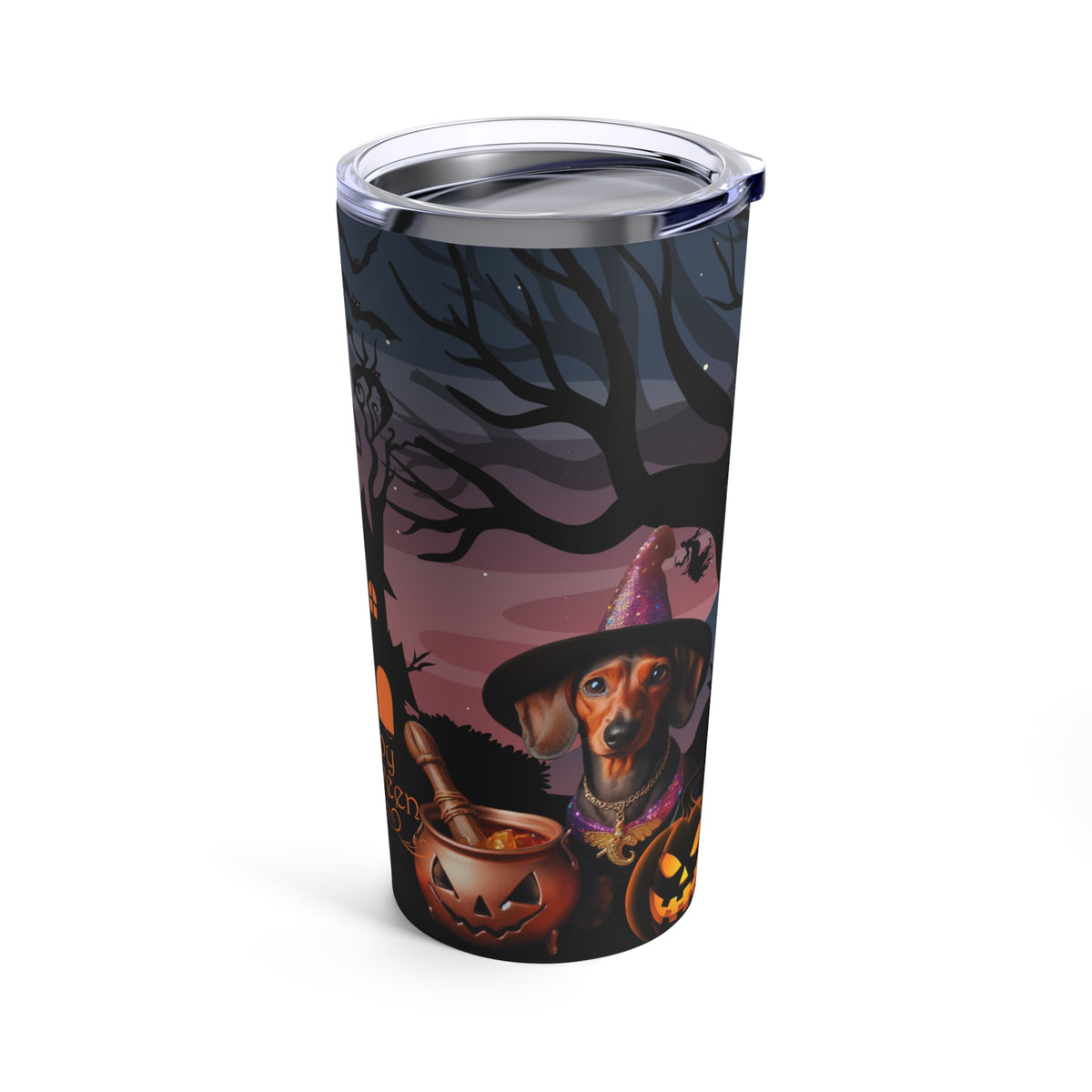 Dachshund Witch Halloween Coffee Tumbler